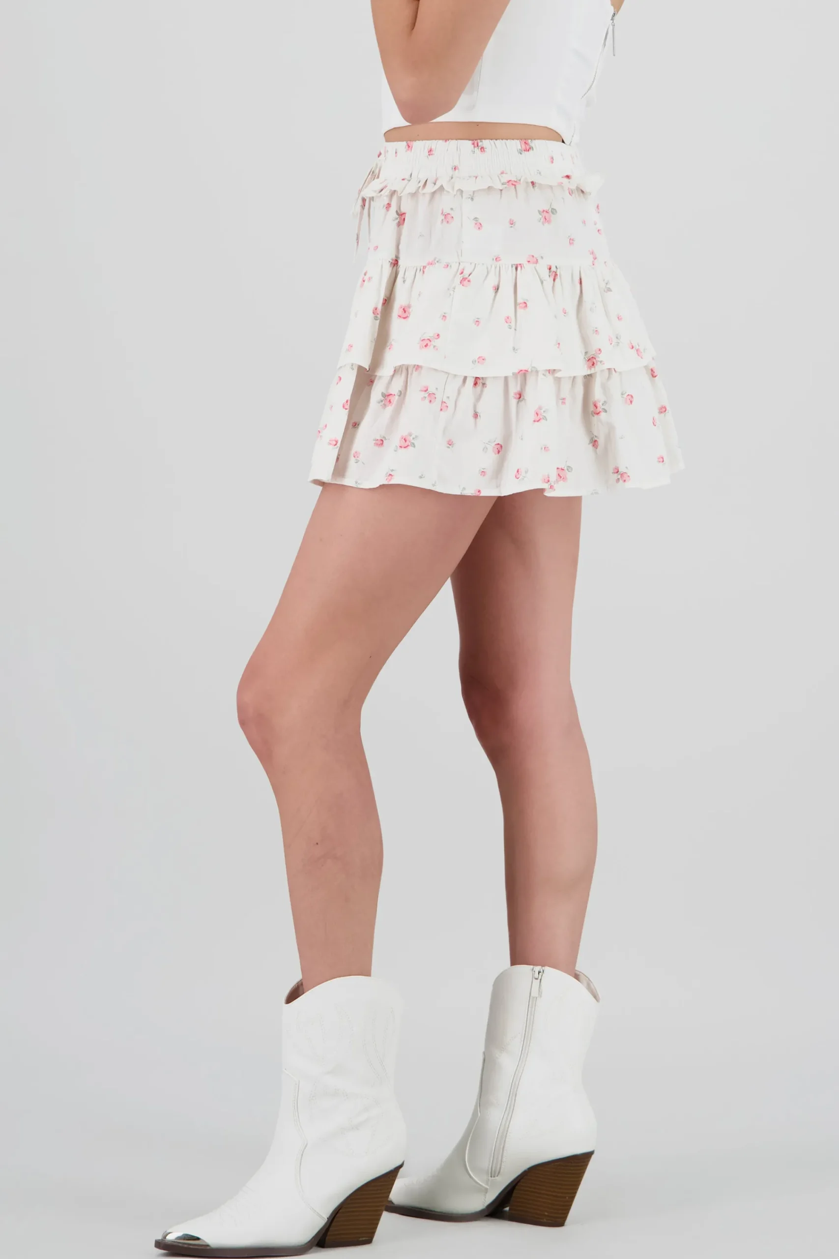 Shasa Floral Ruffles Mini Skirt