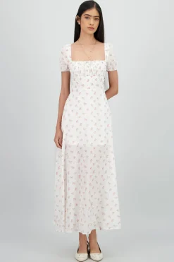 Shasa Floral Textured Midi Dress
