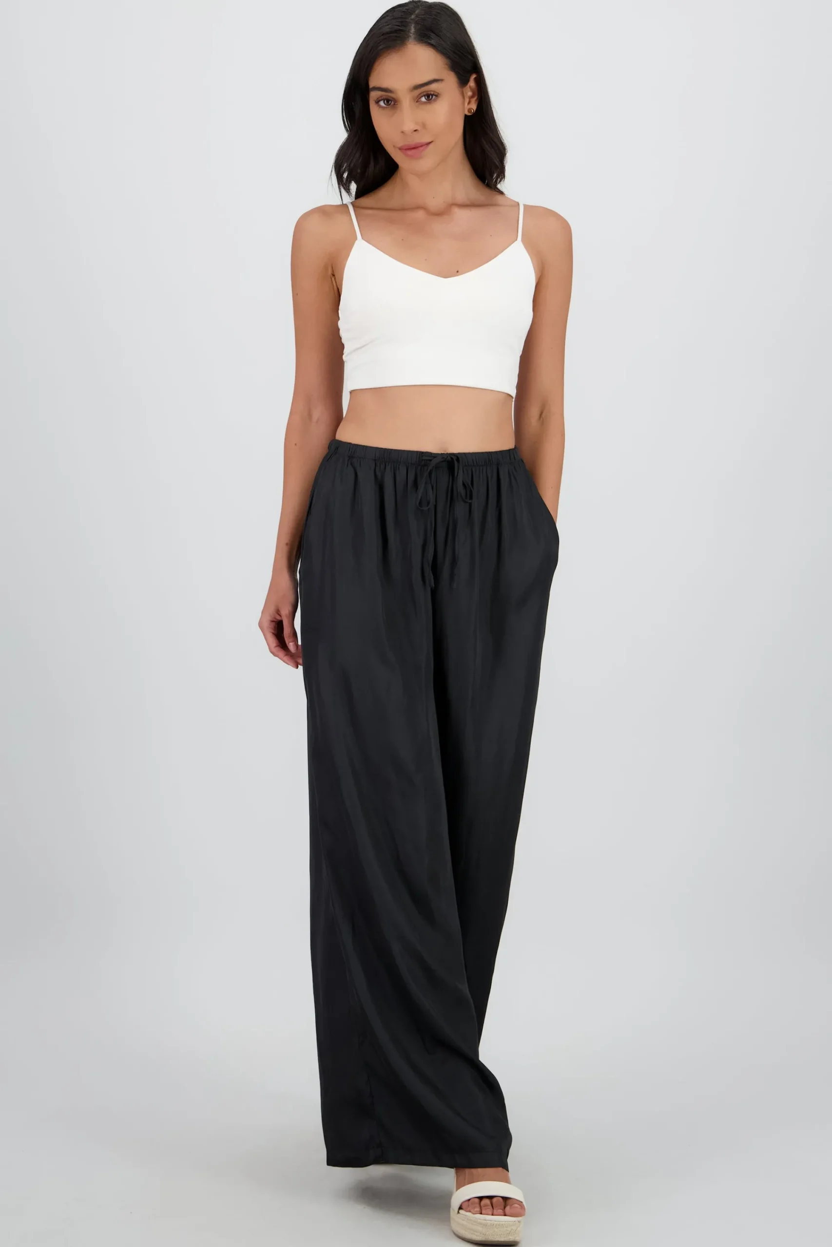 Shasa Flowy Pants with Drawstring Detail