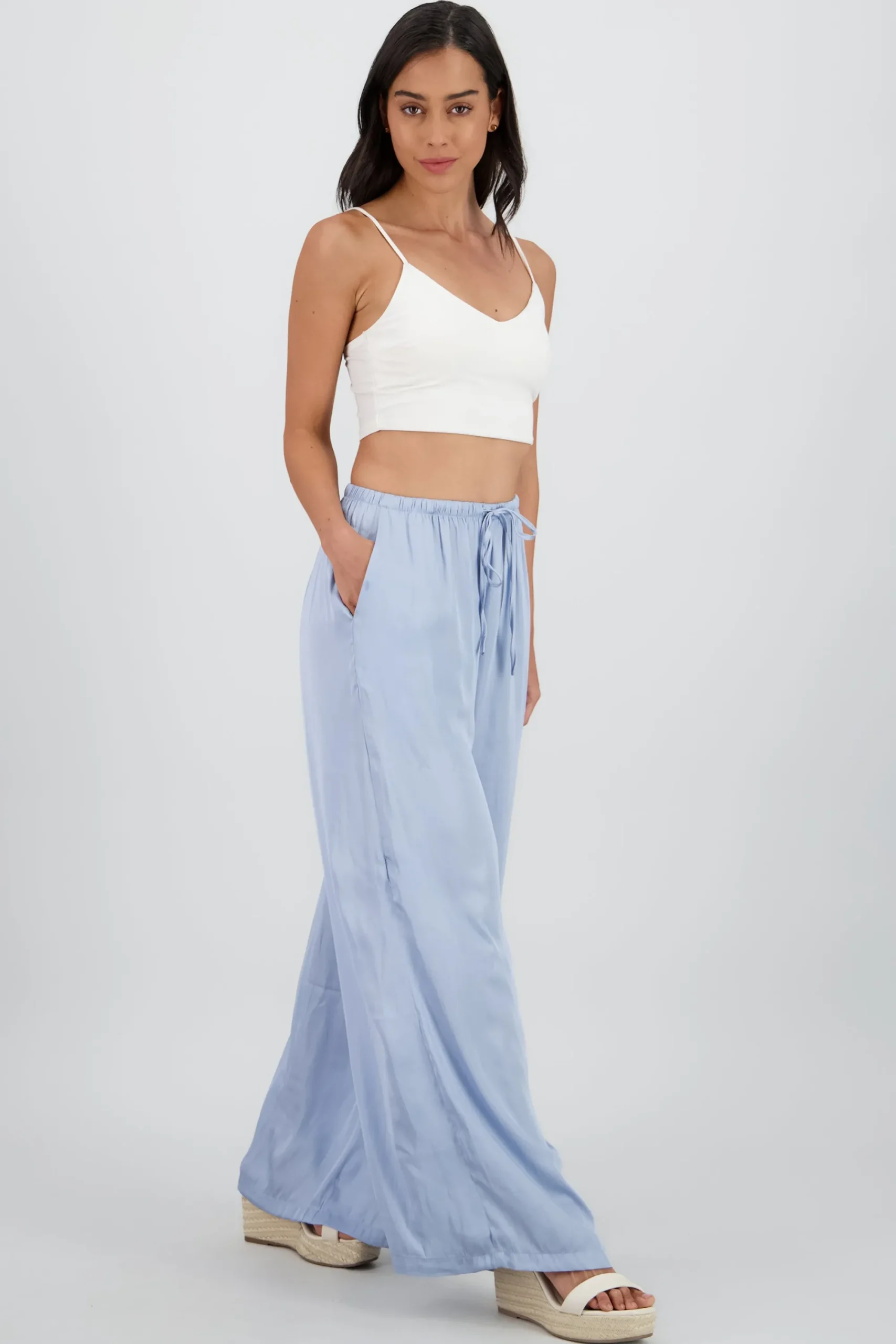 Shasa Flowy Pants with Drawstring Detail