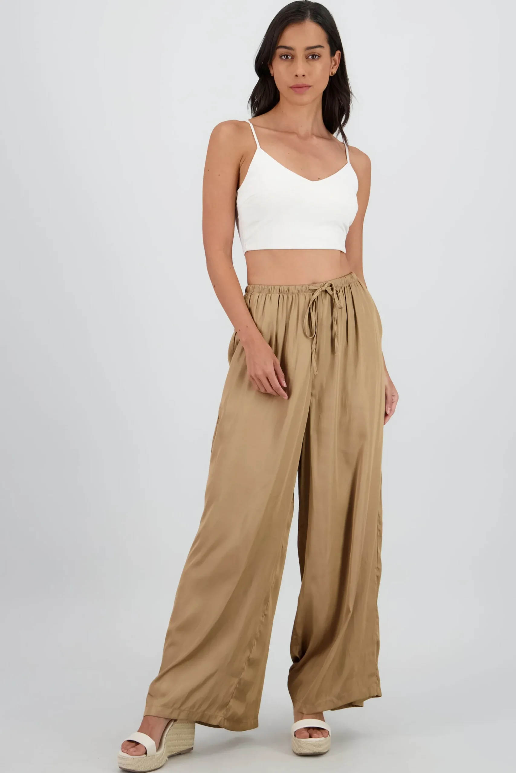 Shasa Flowy Pants with Drawstring Detail