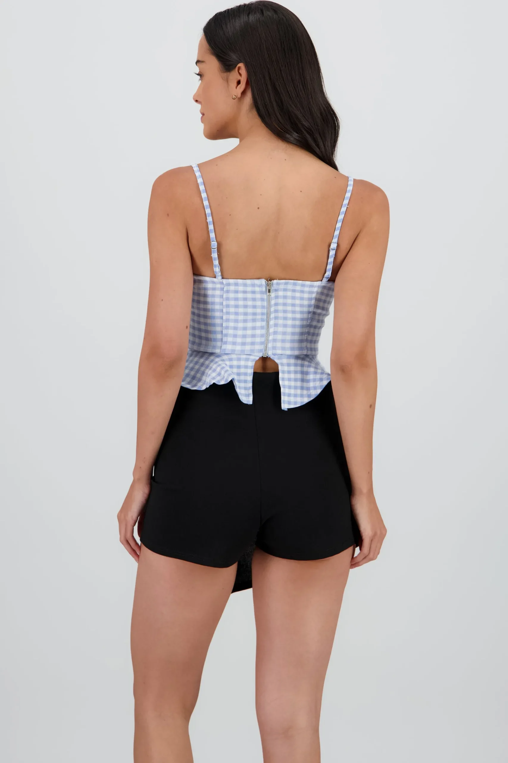 Shasa Gingham Print Corset Blouse