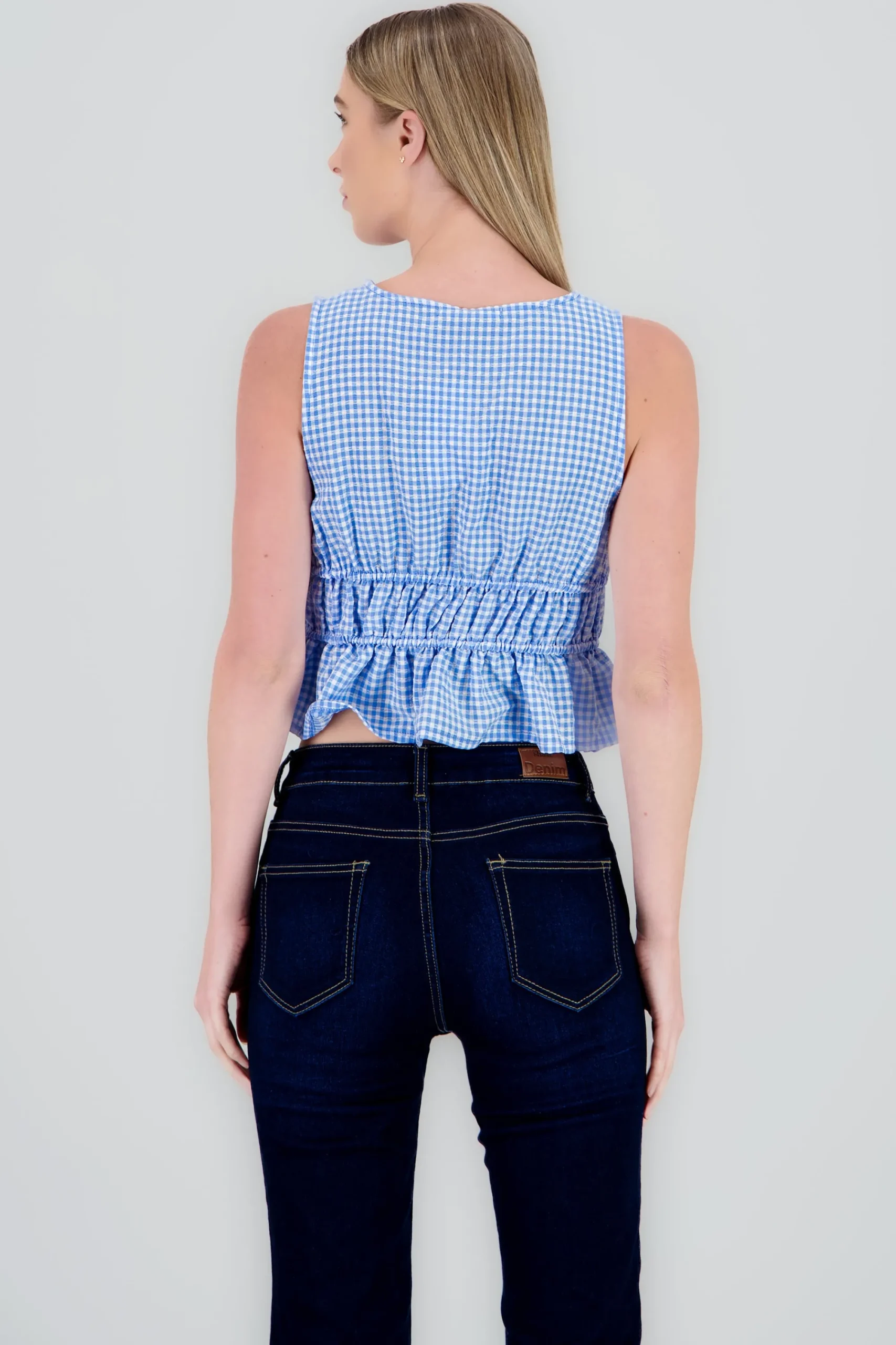 Shasa Gingham Sleeveless Blouse