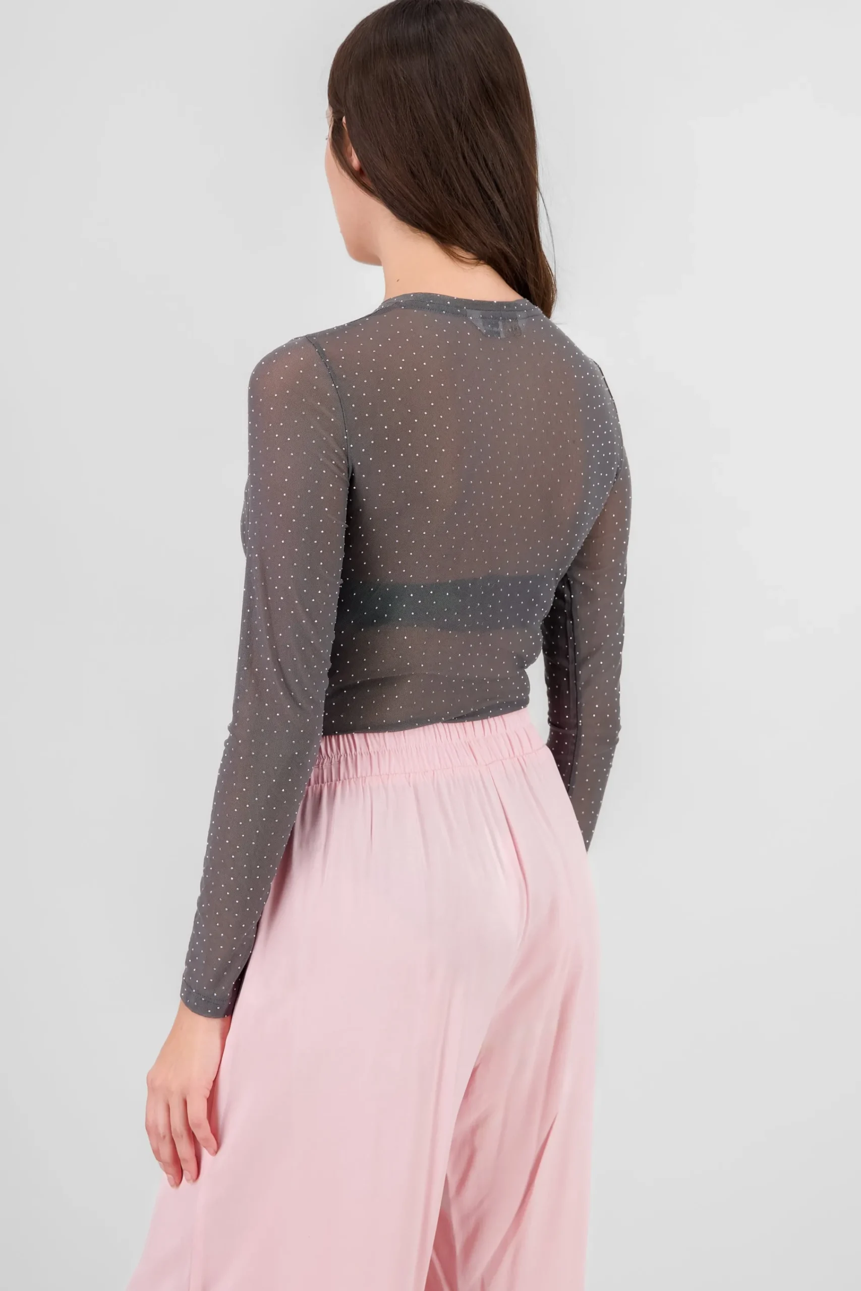 Shasa Glitter Detail Mesh Bodysuit