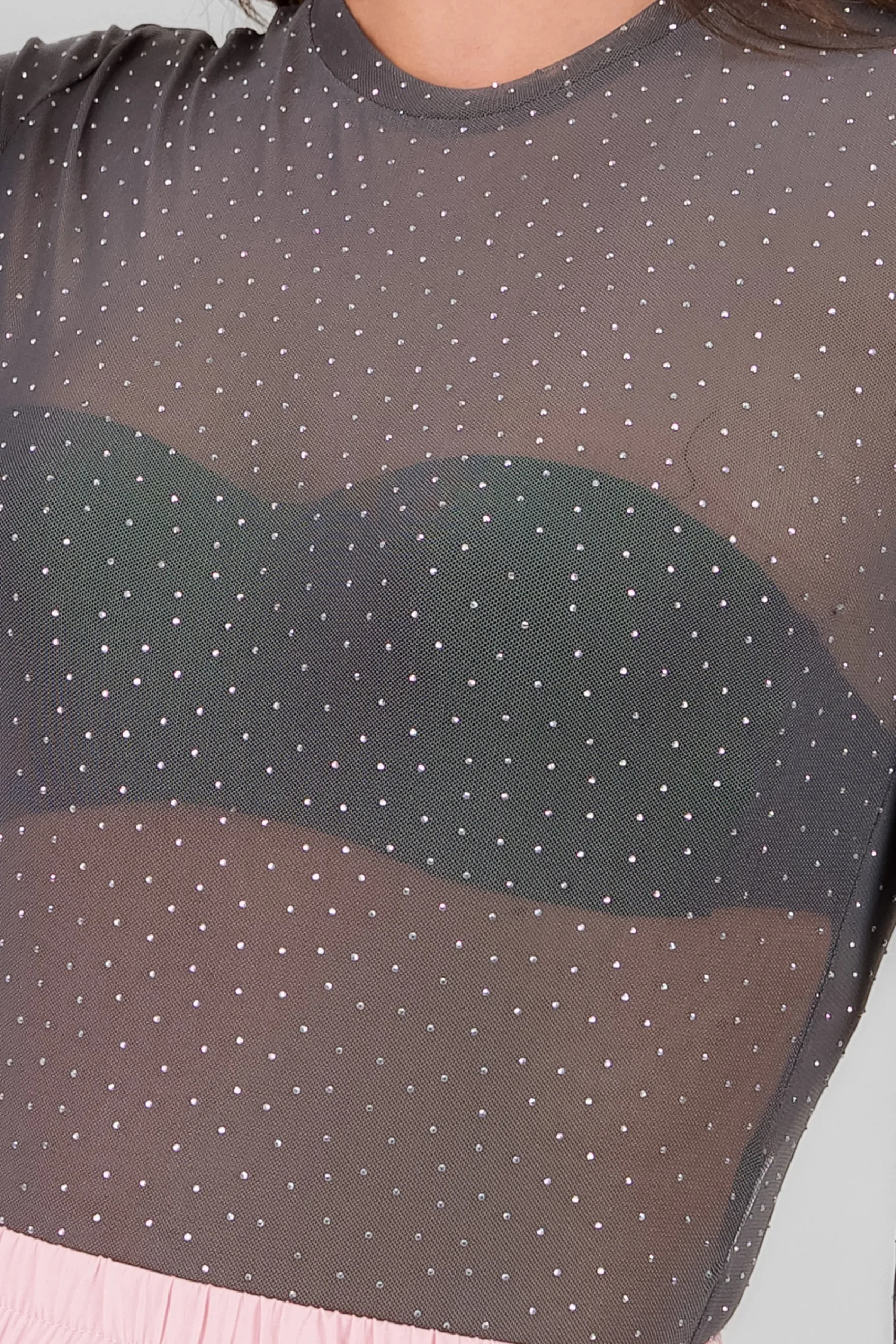 Shasa Glitter Detail Mesh Bodysuit
