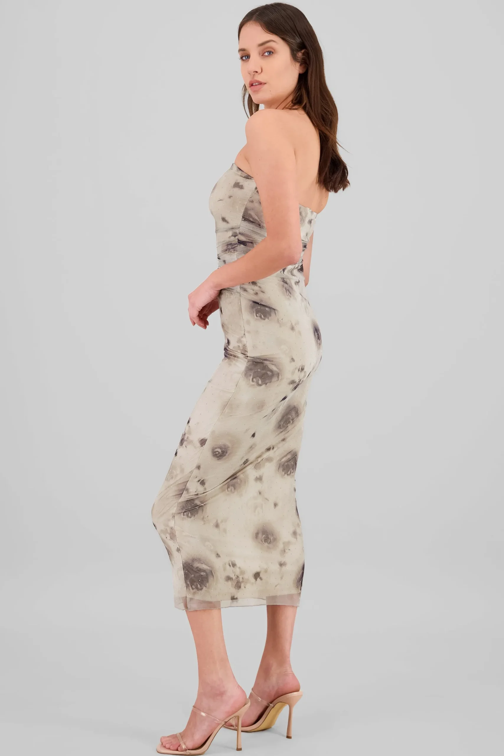 Shasa Glitter Floral Mesh Dress
