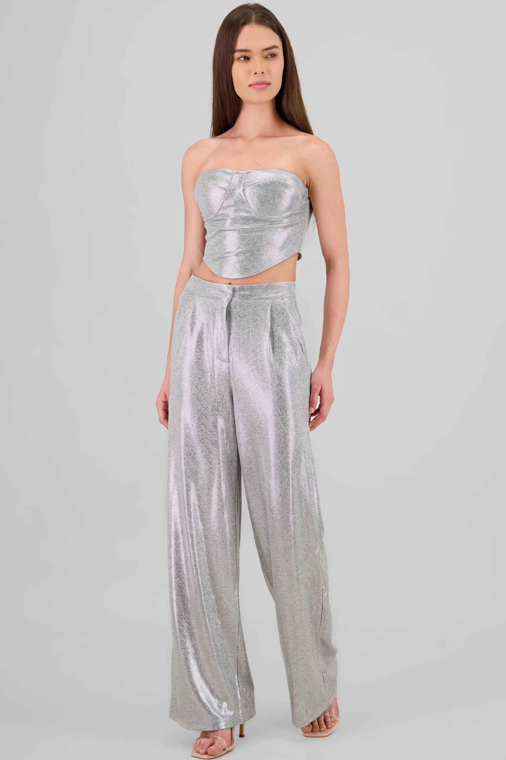 Shasa Glitter Flowy Wide Leg Pants