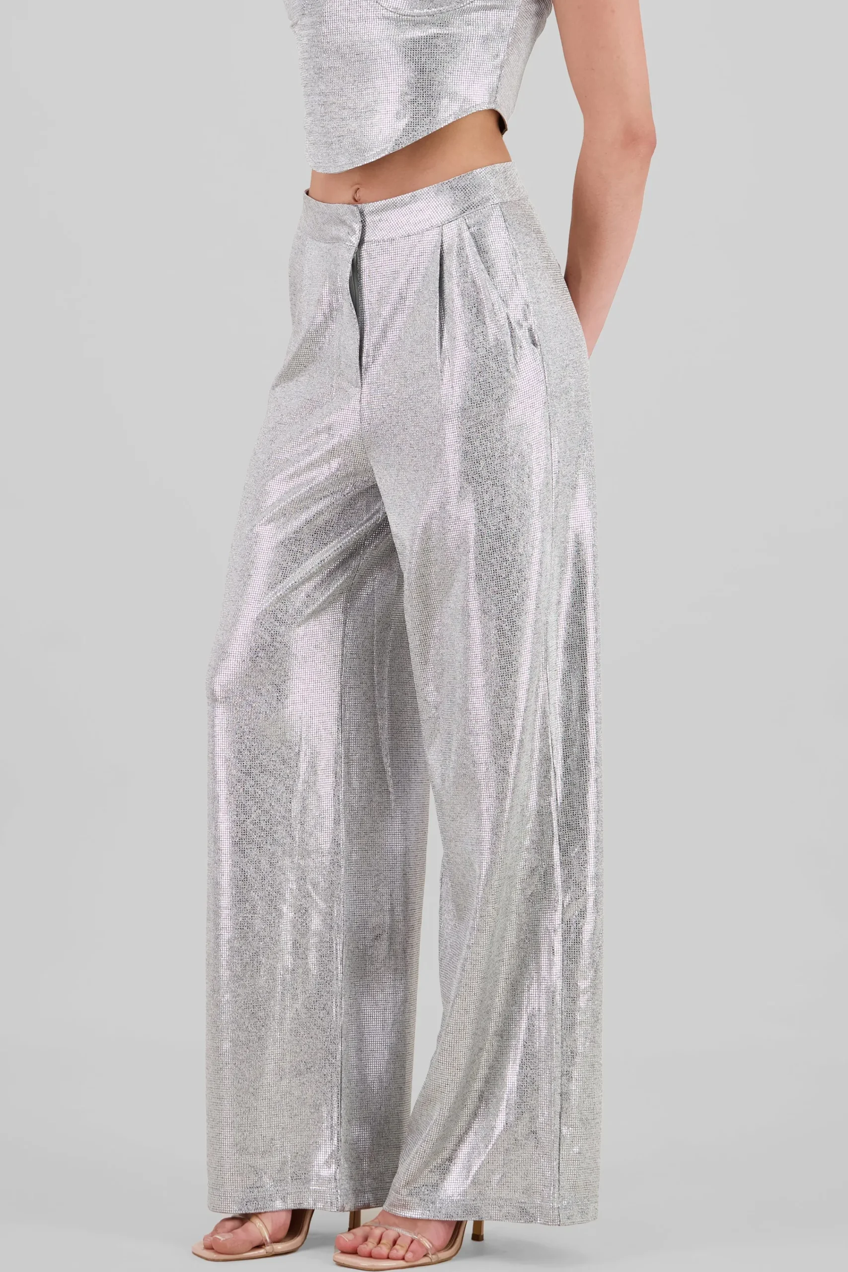 Shasa Glitter Flowy Wide Leg Pants