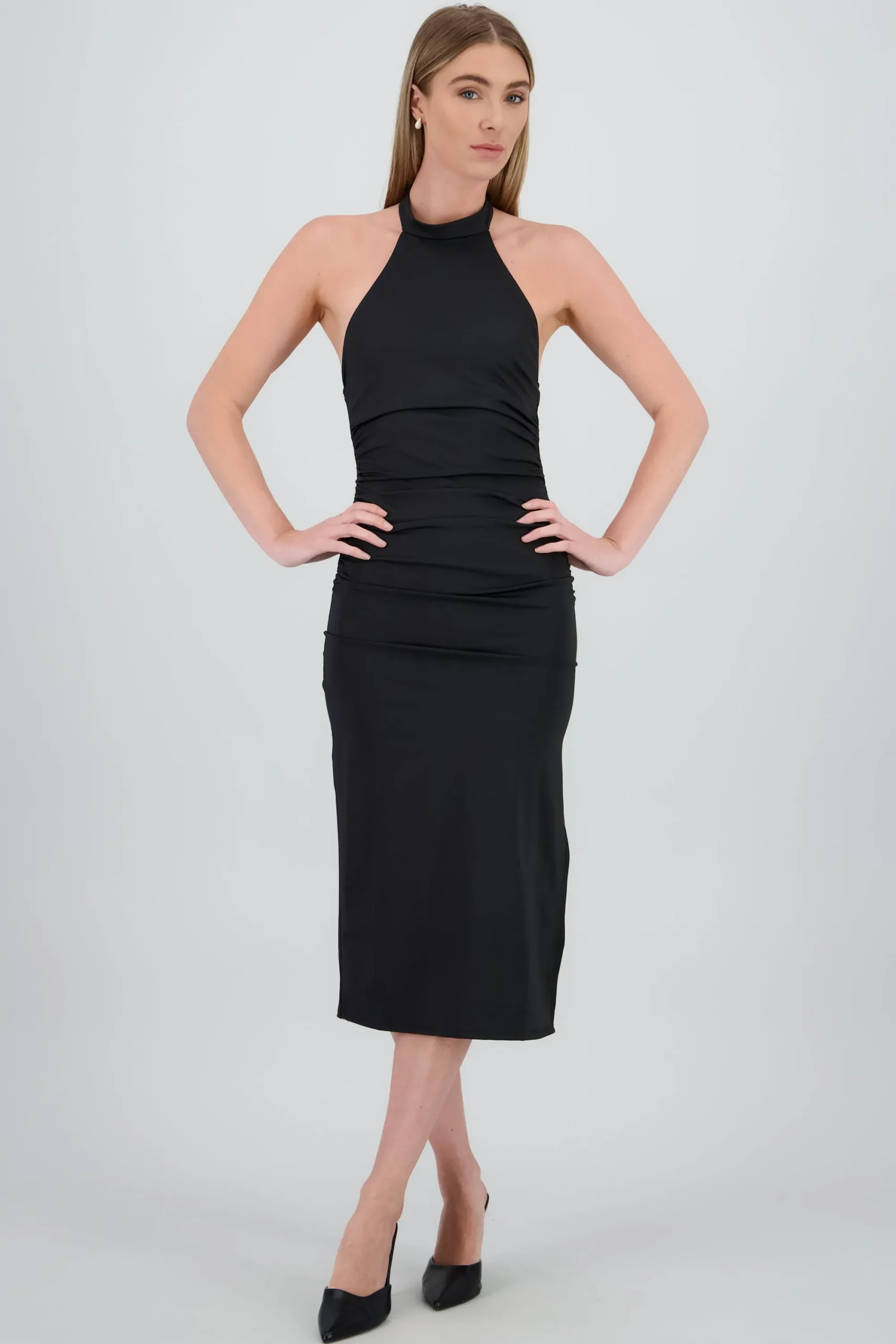Shasa Halter Draped Midi Dress
