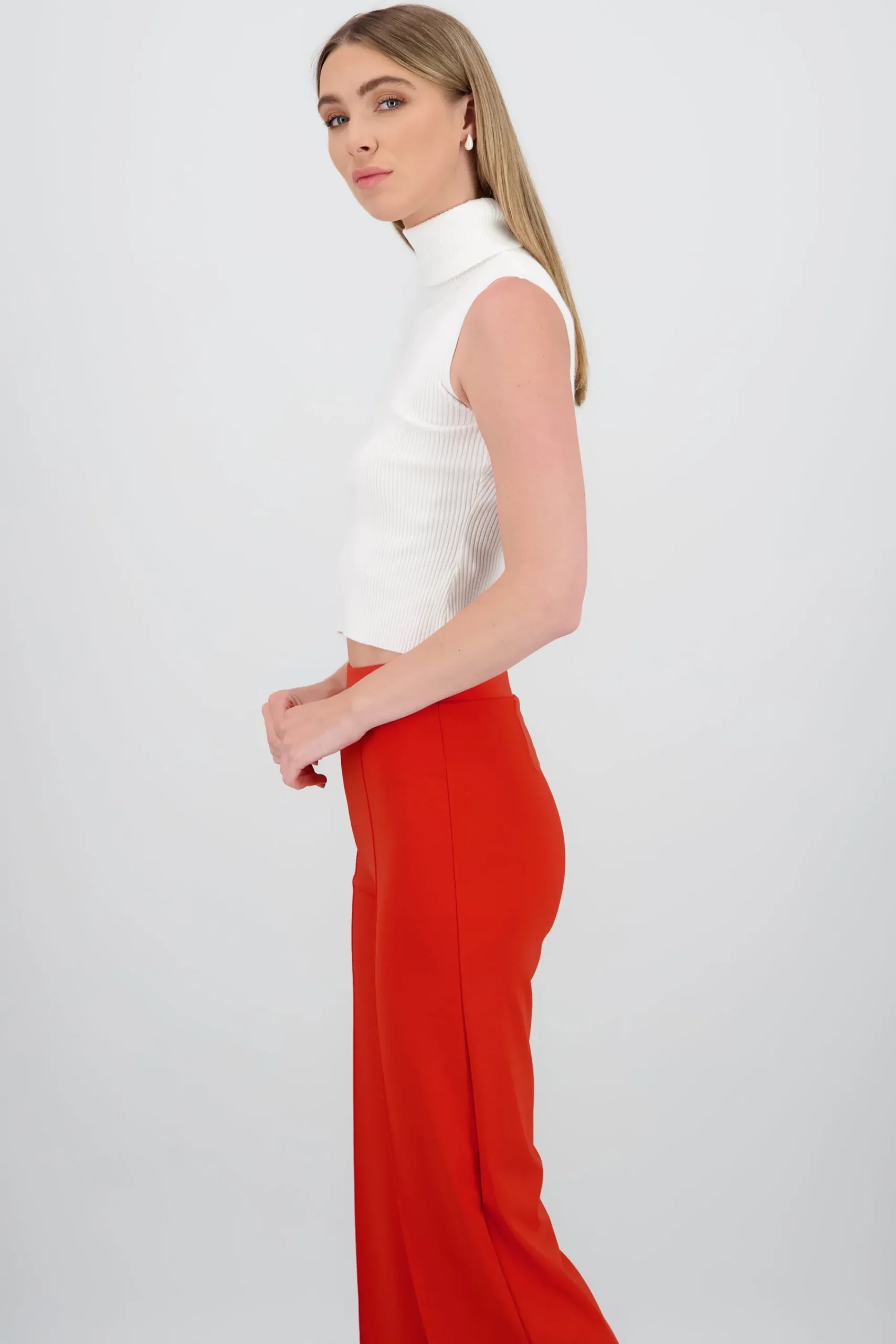 Shasa High Neck Ribbed Top