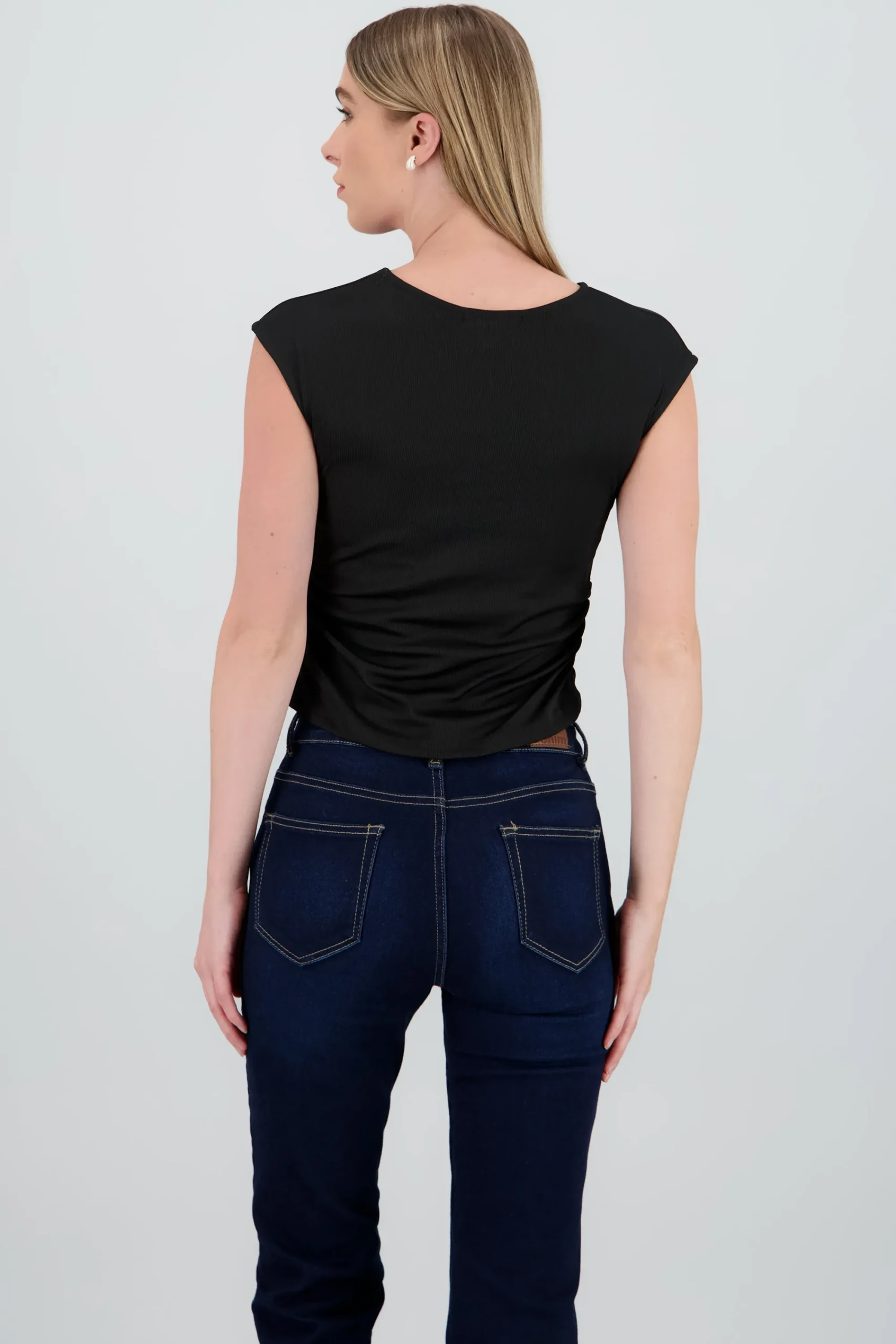 Shasa High Neck Sleeveless Ribbed Top