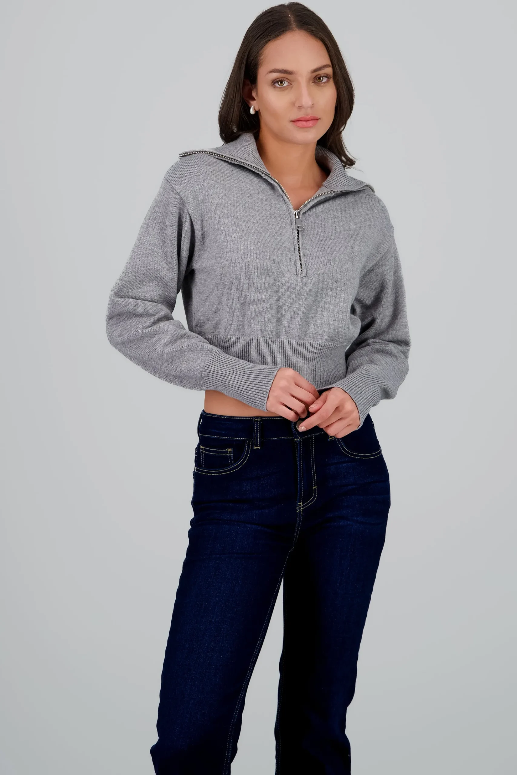 Shasa High Neck Sweater with Zipper