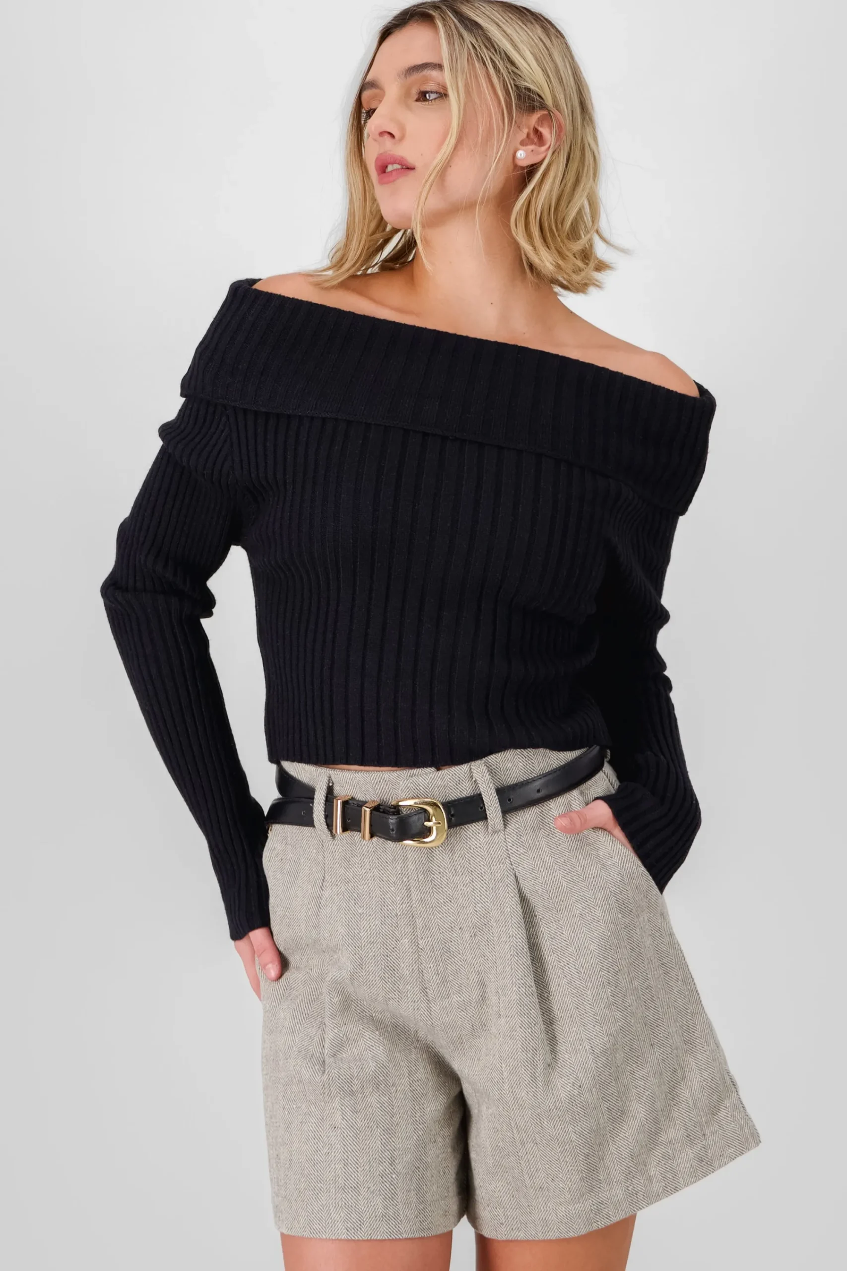 Shasa Knit Off Shoulder Sweater