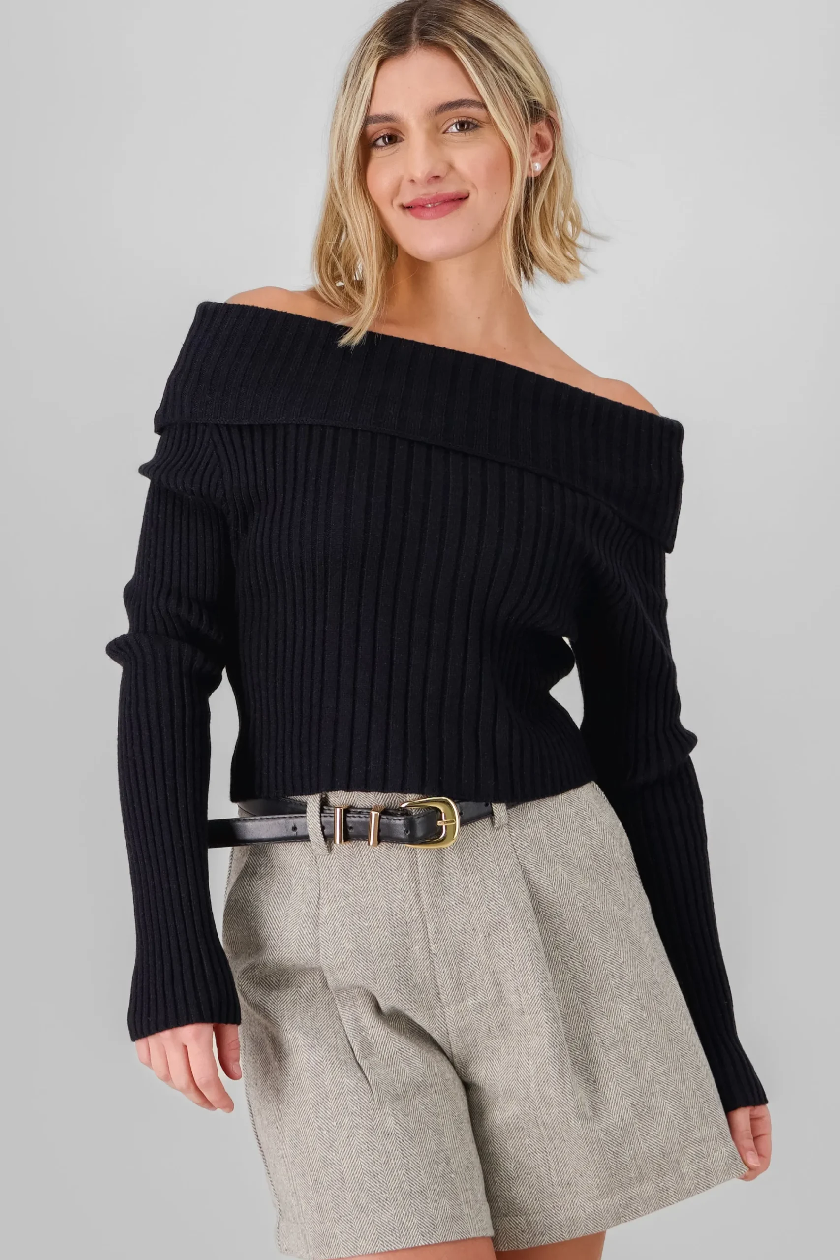 Shasa Knit Off Shoulder Sweater