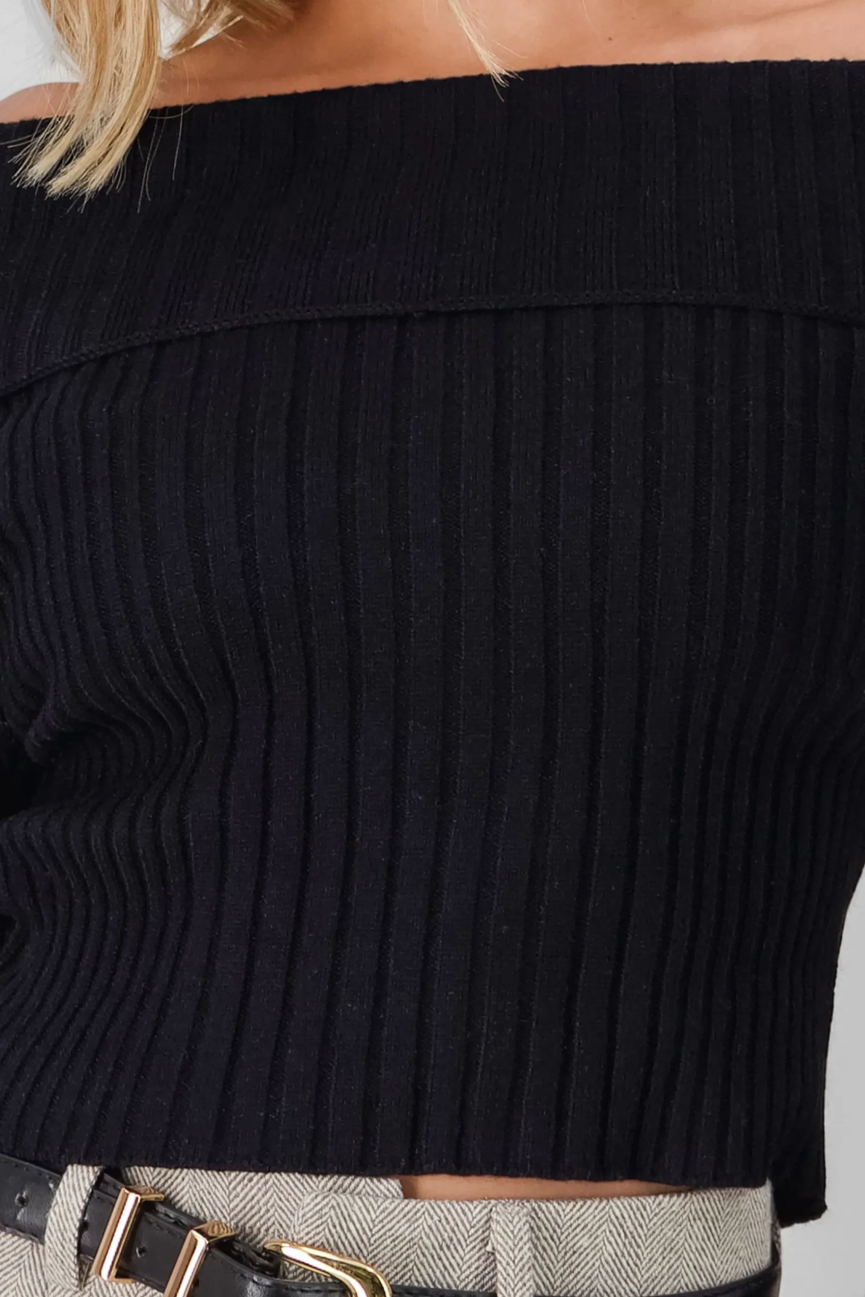 Shasa Knit Off Shoulder Sweater