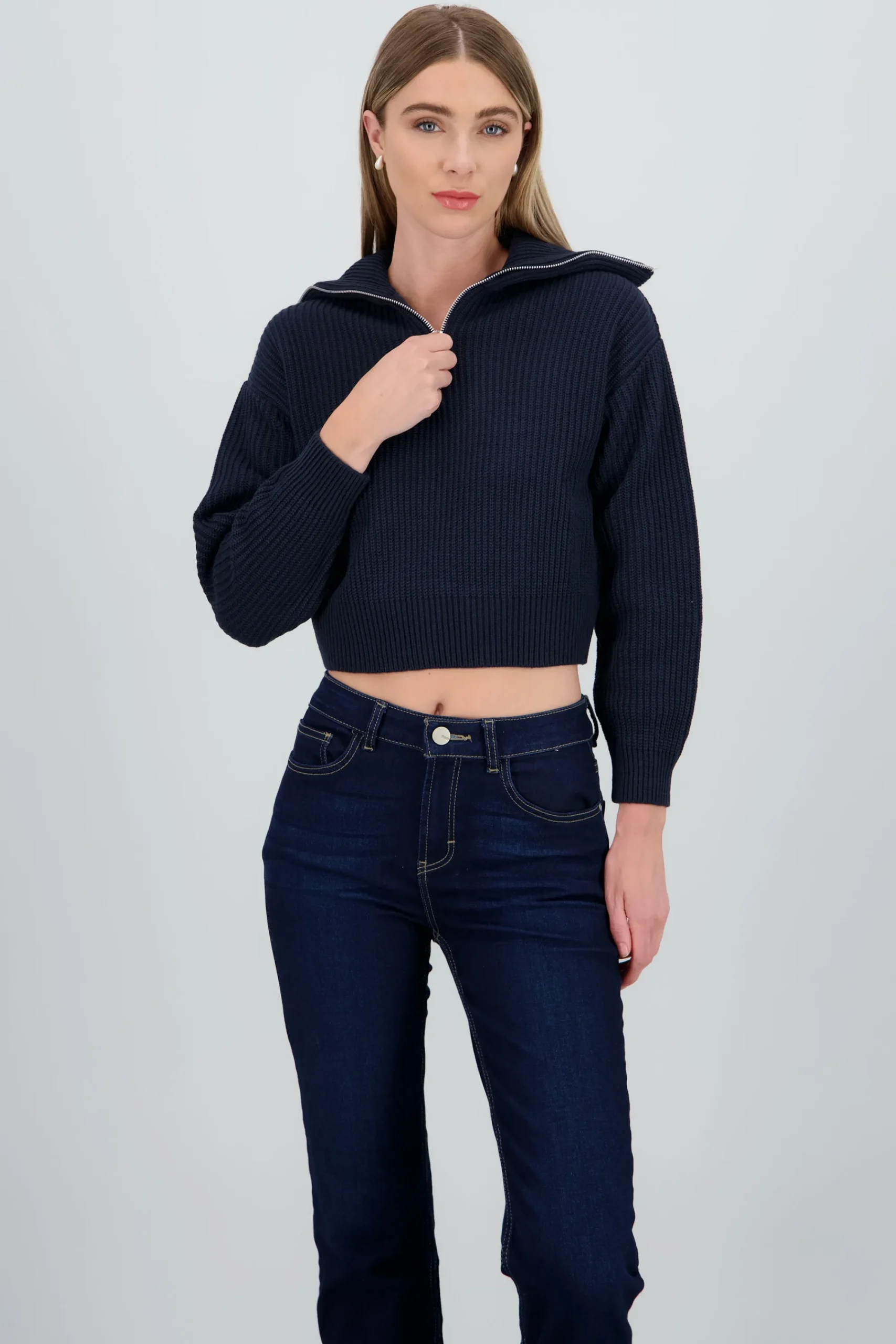 Shasa Knit Sweater with Zipper Detail