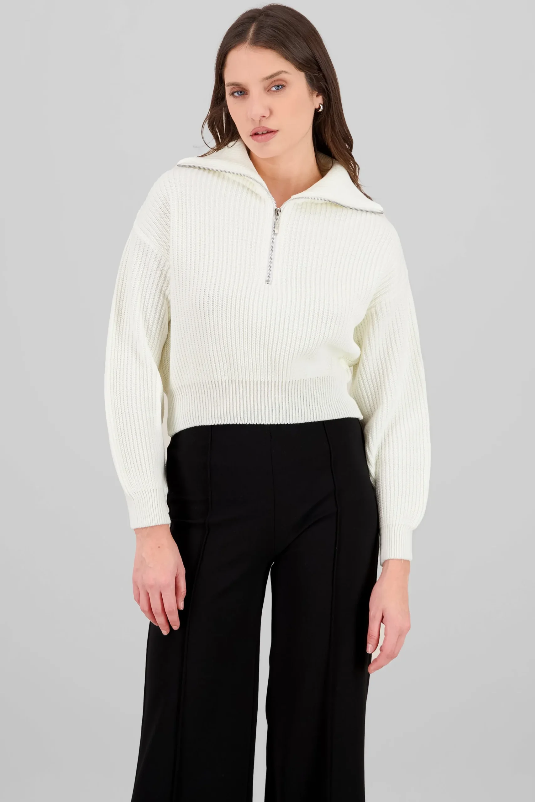 Shasa Knit Sweater with Zipper Detail