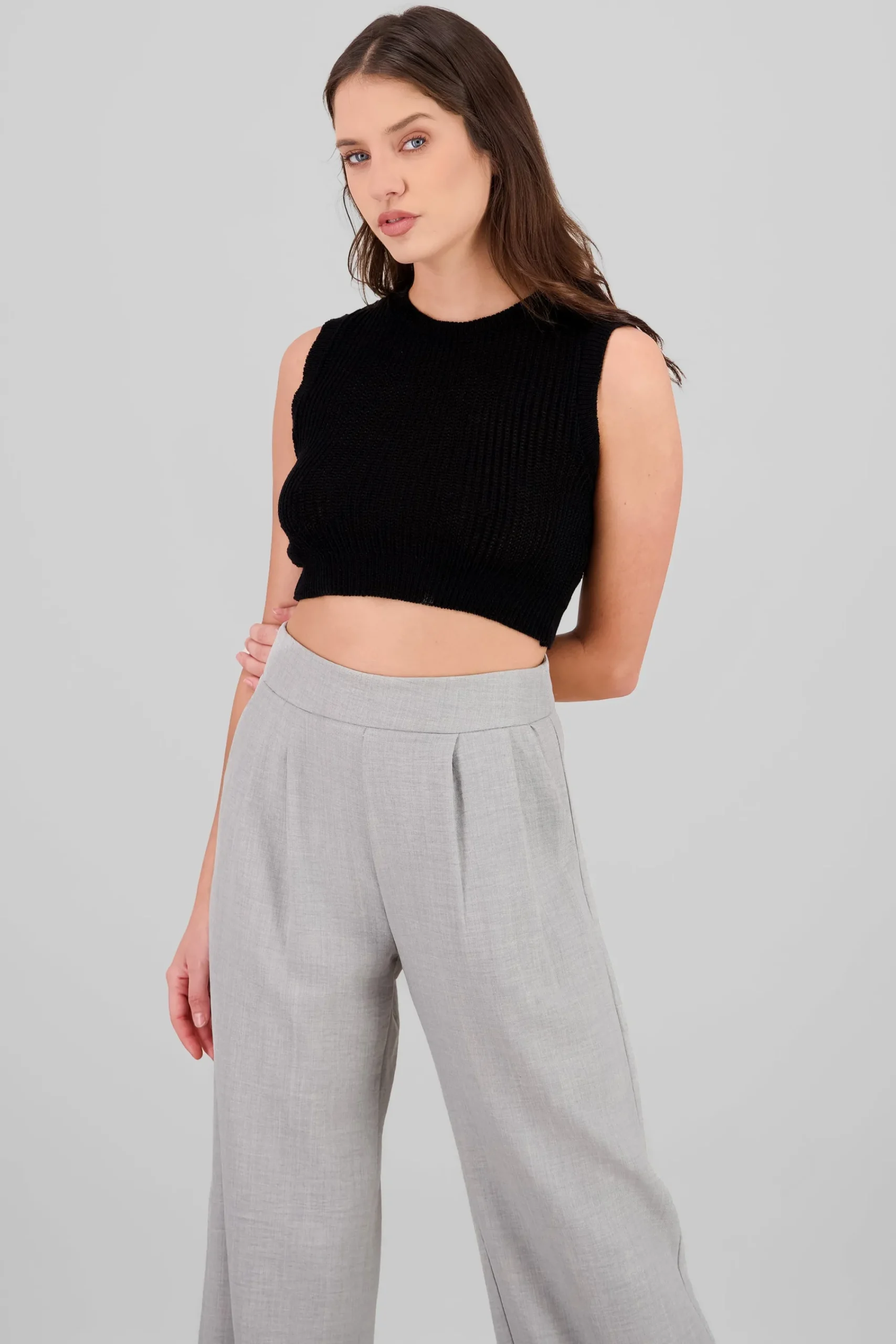 Shasa Knitted Pointelle Crop Top