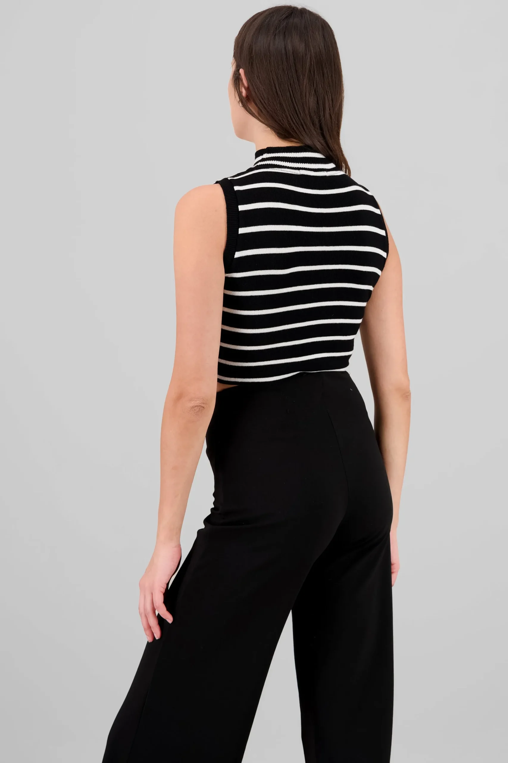 Shasa Knitted Striped High Neck Top