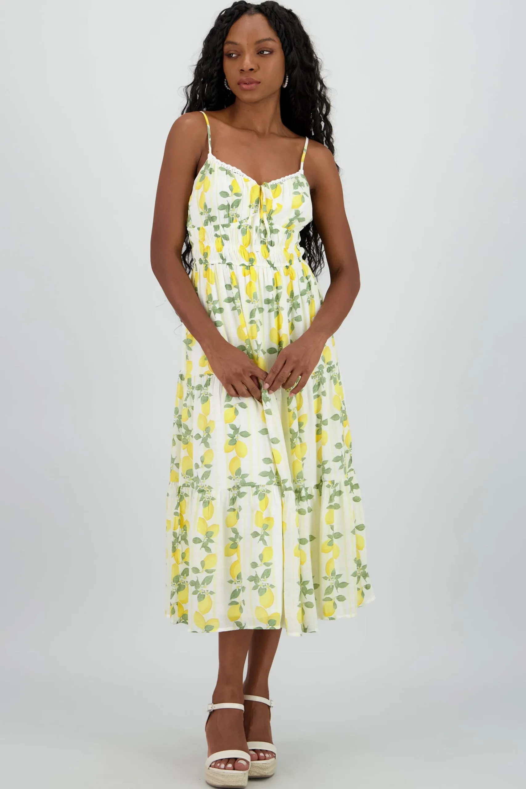 Shasa Lemon Print Midi Dress