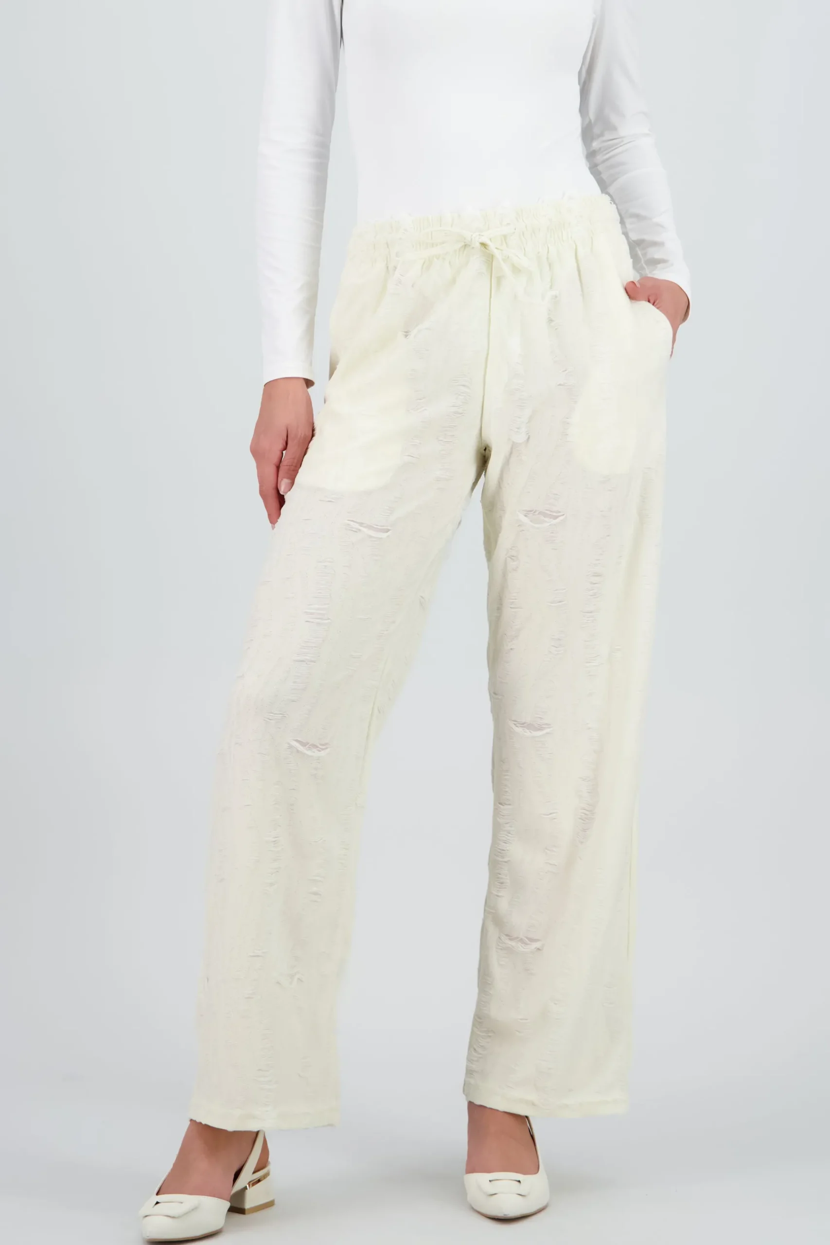 Shasa Lightweight Textured Drawstring Pants