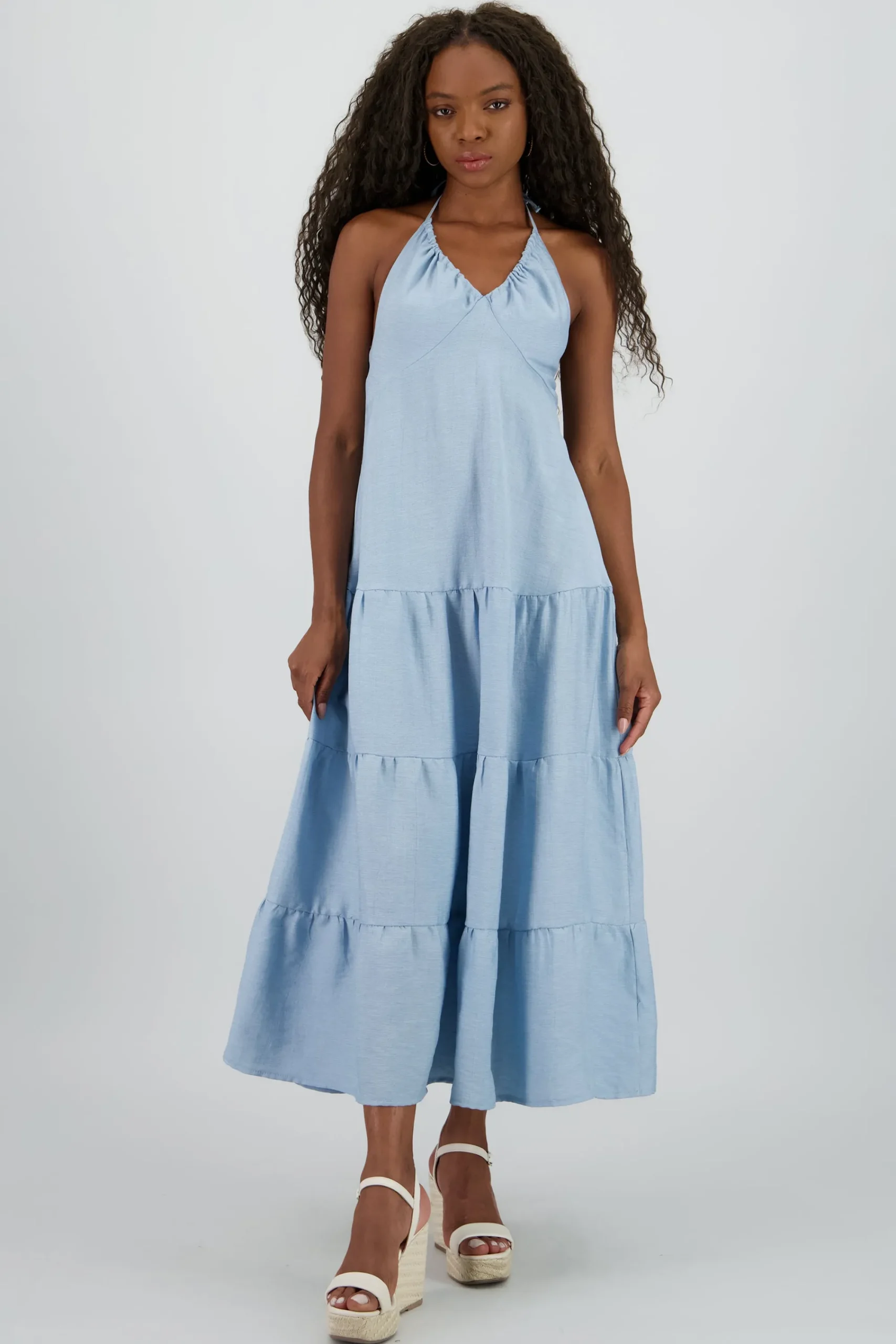 Shasa Linen Halter Maxi Dress
