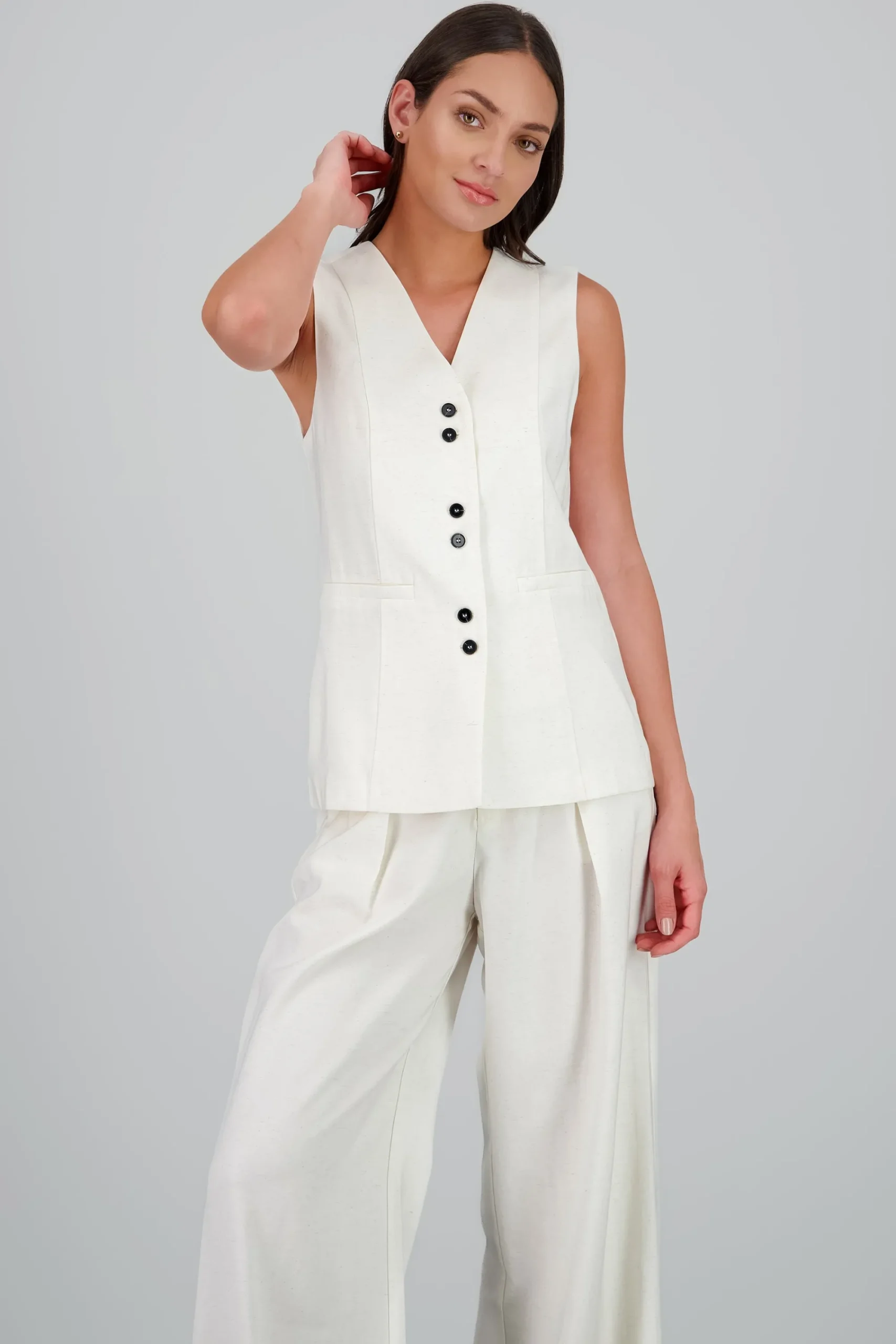 Shasa Long Linen Vest