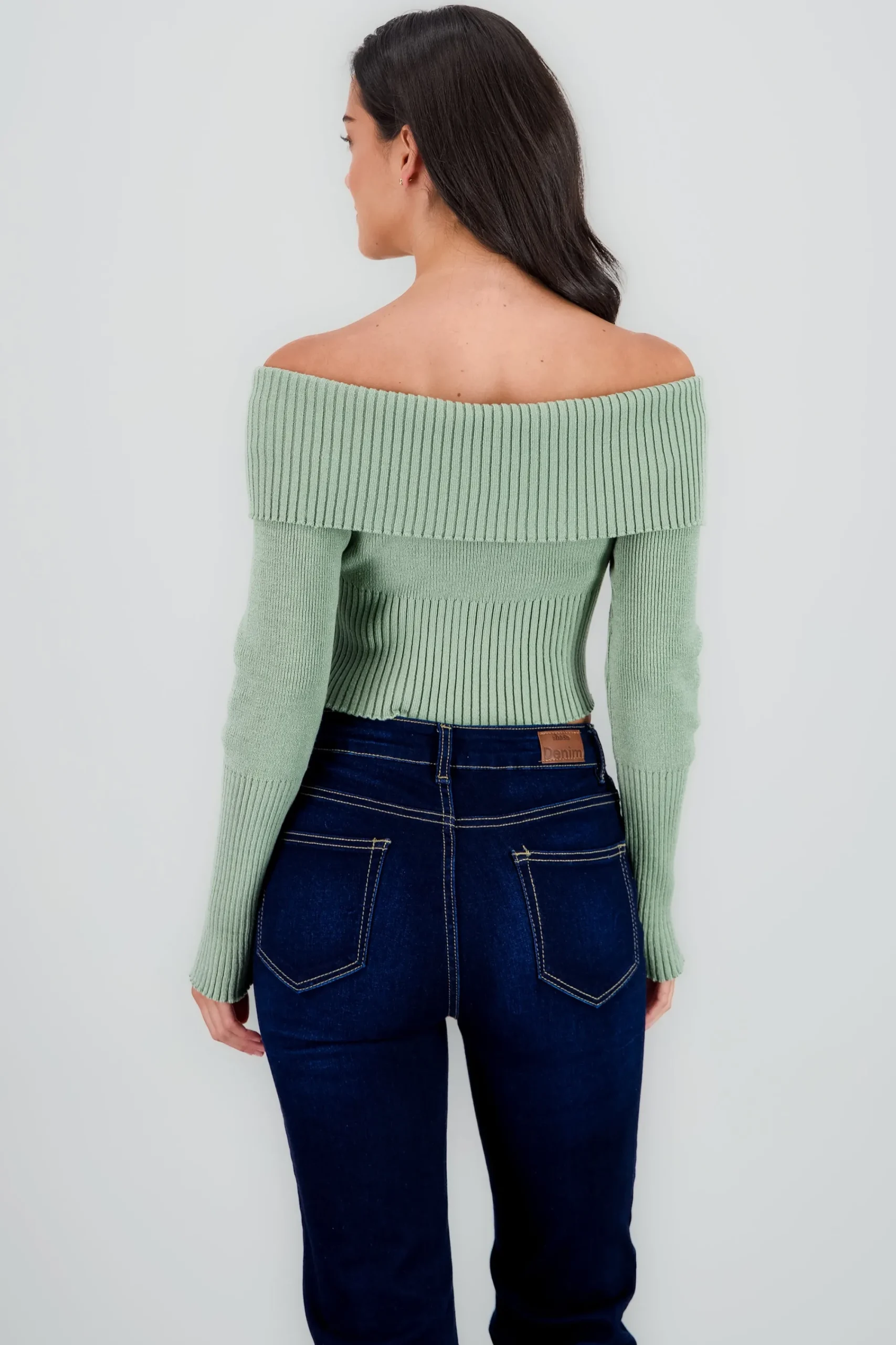 Shasa Long Sleeve Off The Shoulder Top With Closure