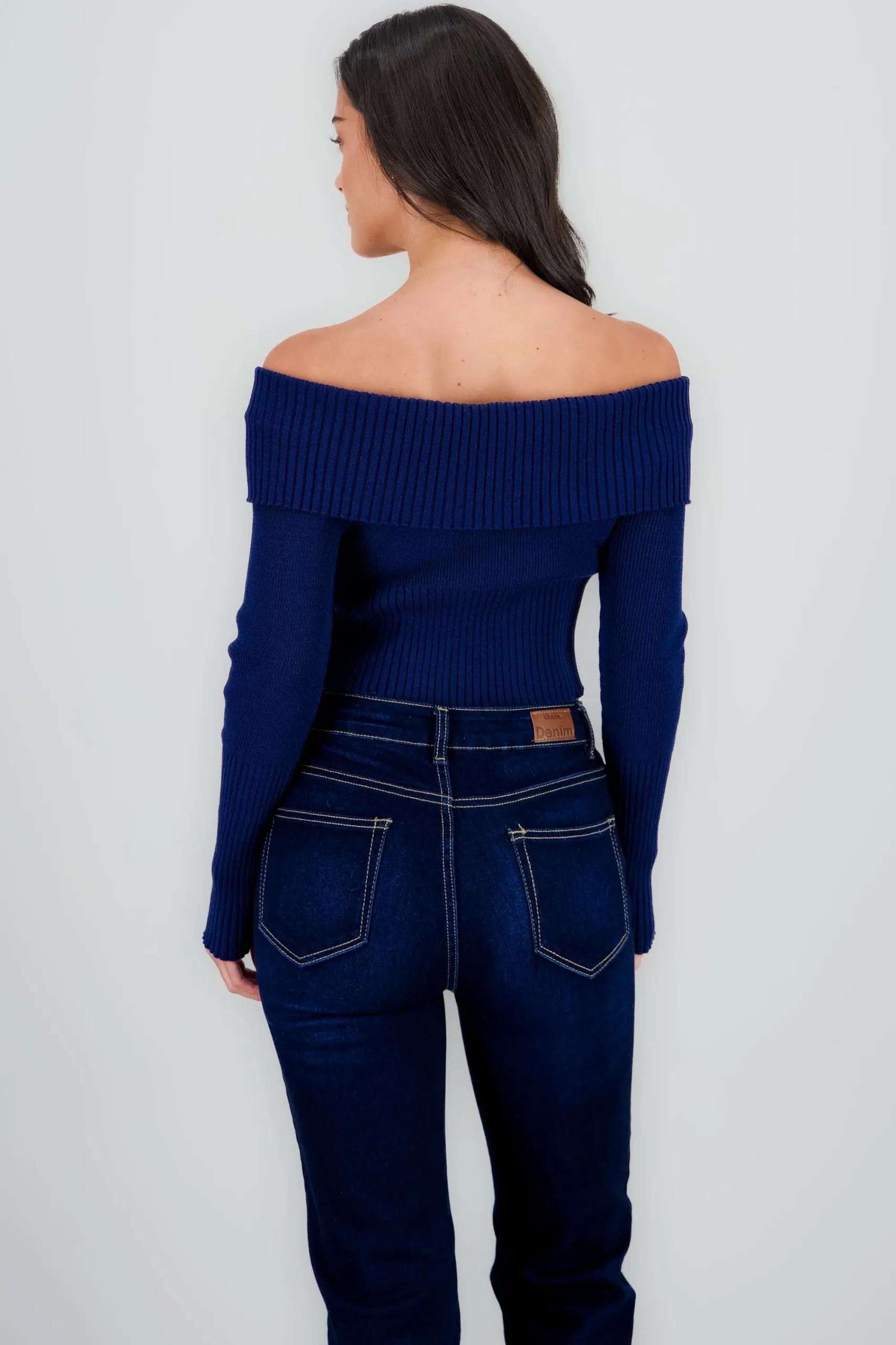 Shasa Long Sleeve Off The Shoulder Top With Closure