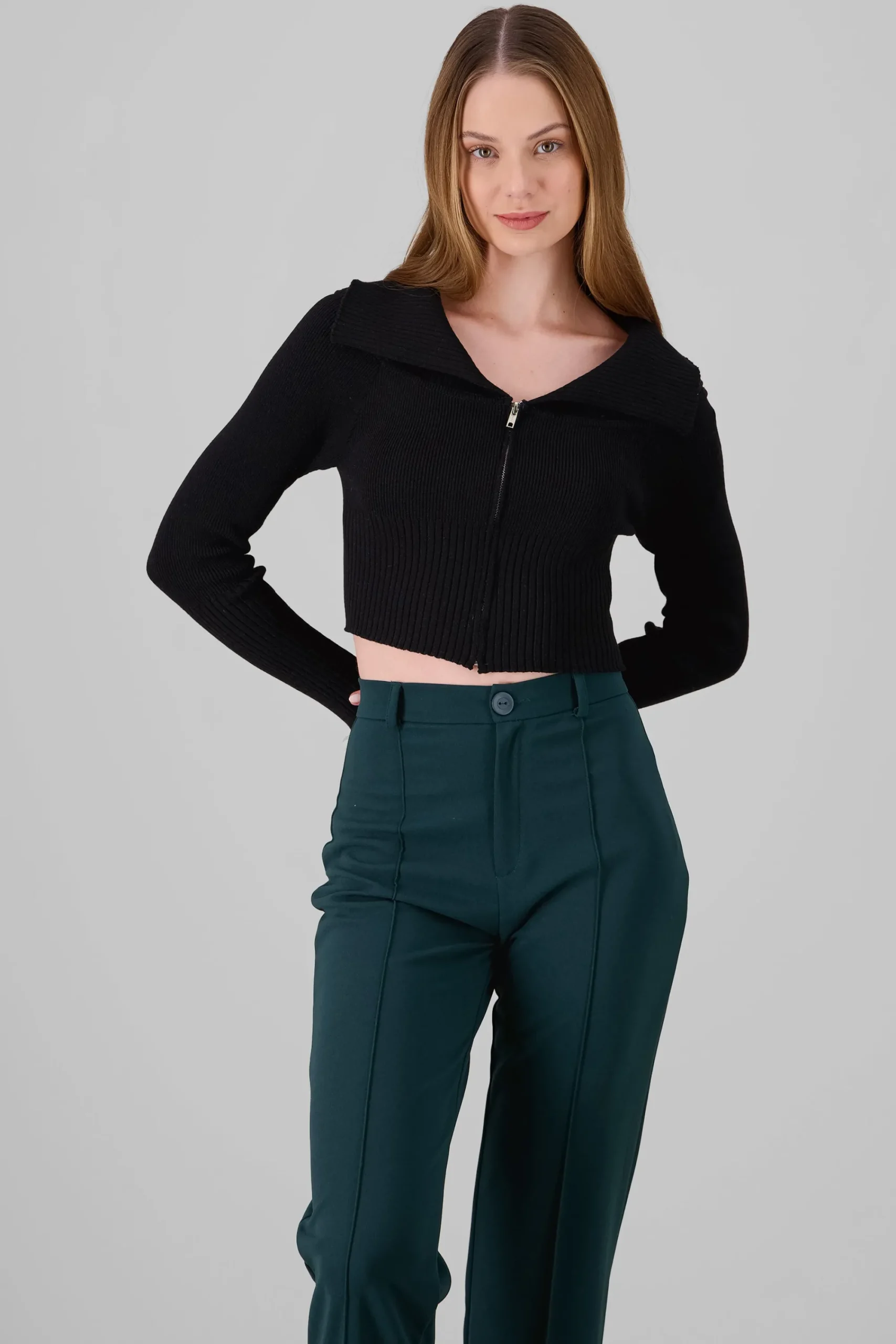 Shasa Long Sleeve Off The Shoulder Top With Closure