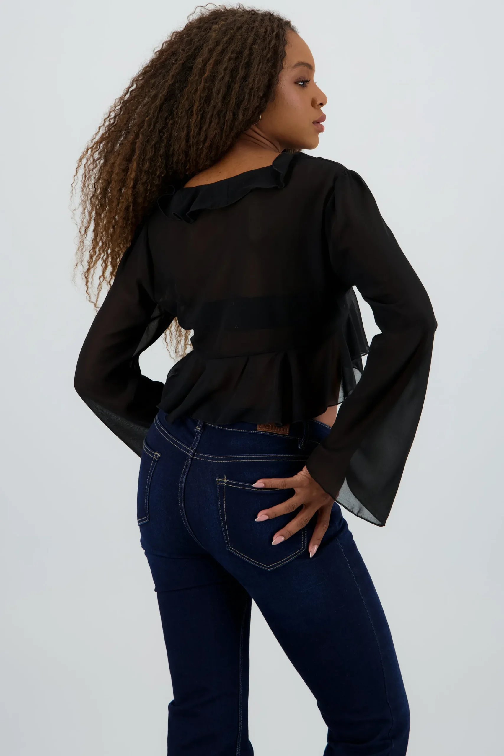 Shasa Long Sleeve Ruffle Blouse