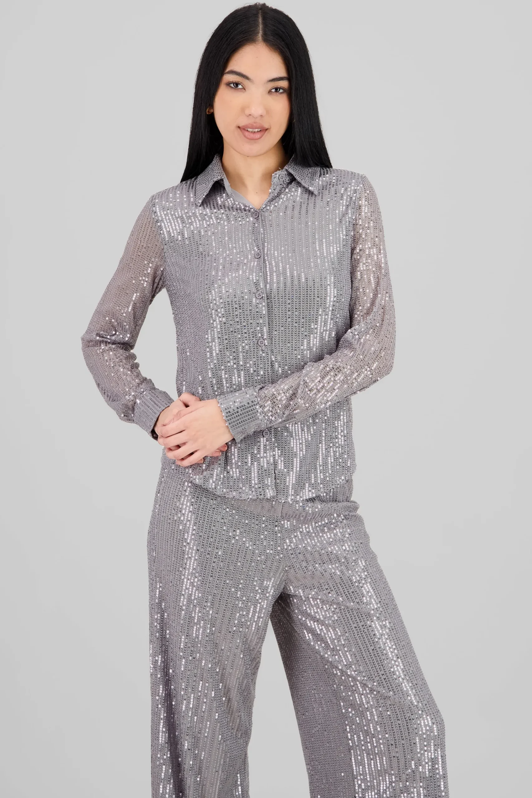 Shasa Long Sleeve Sequin Shirt