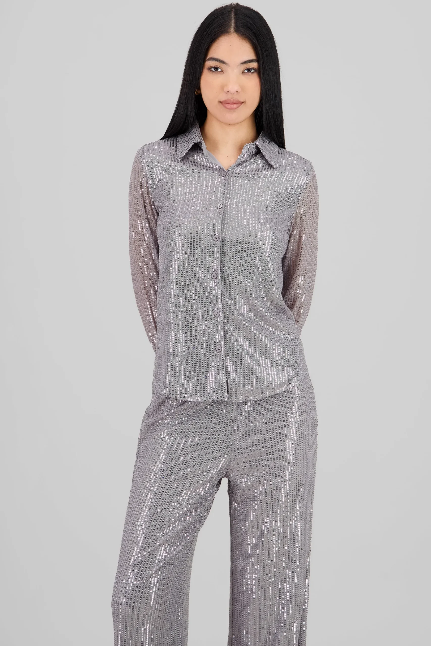 Shasa Long Sleeve Sequin Shirt