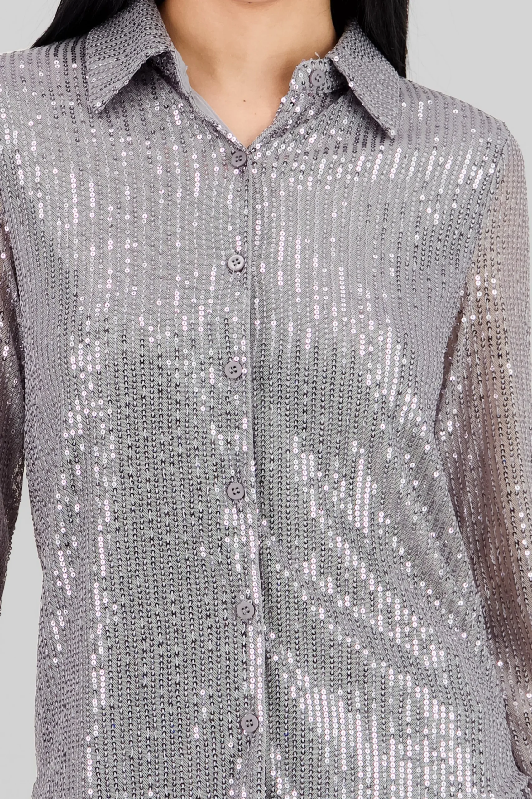 Shasa Long Sleeve Sequin Shirt