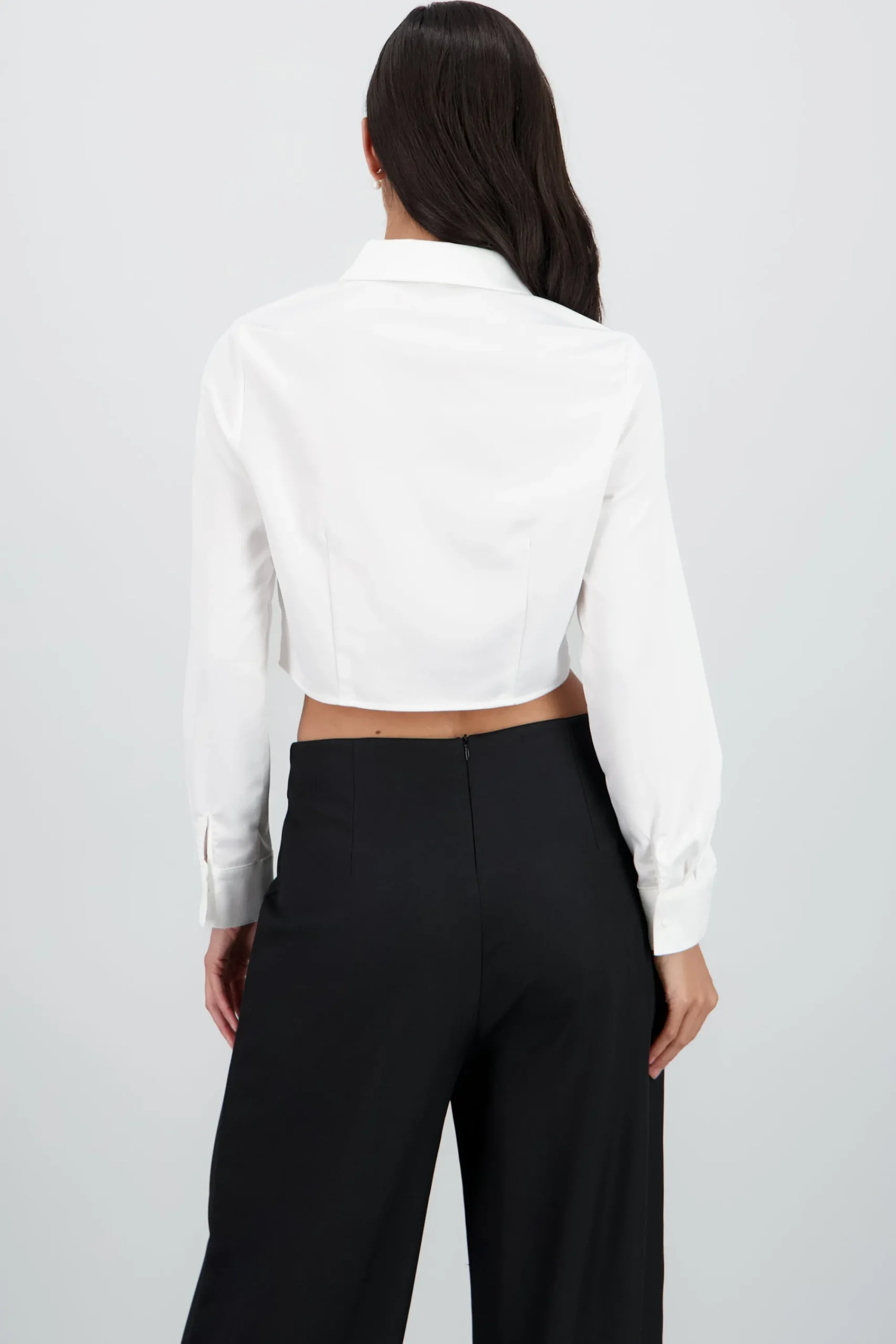 Shasa Long Sleeve Shirt with Pleat Collar Detail