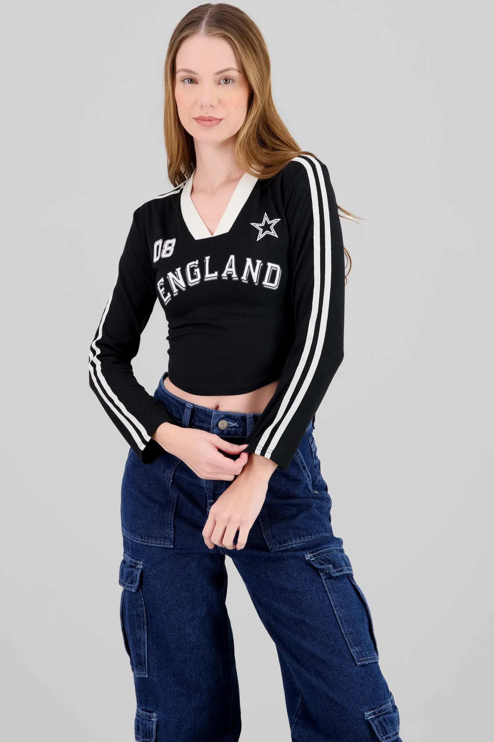 Shasa Long Sleeve Sport Print Top