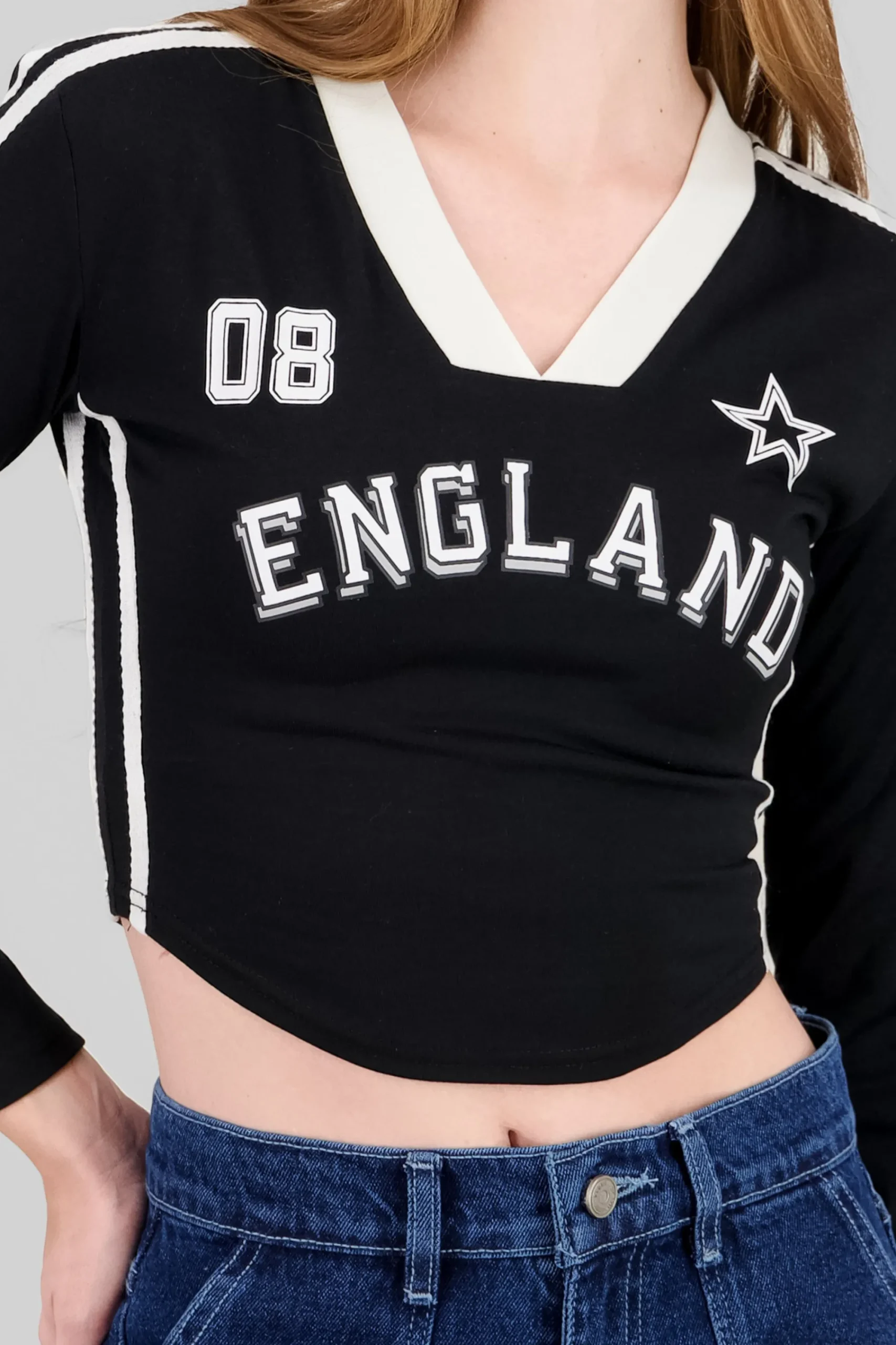 Shasa Long Sleeve Sport Print Top