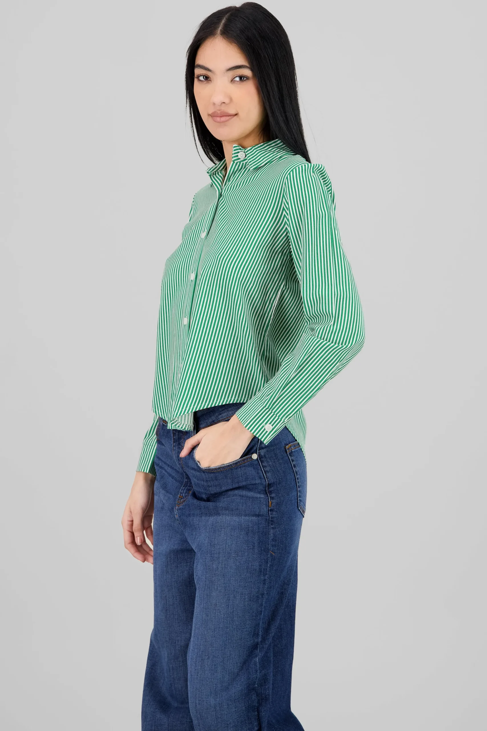 Shasa Long Sleeve Striped Print Shirt
