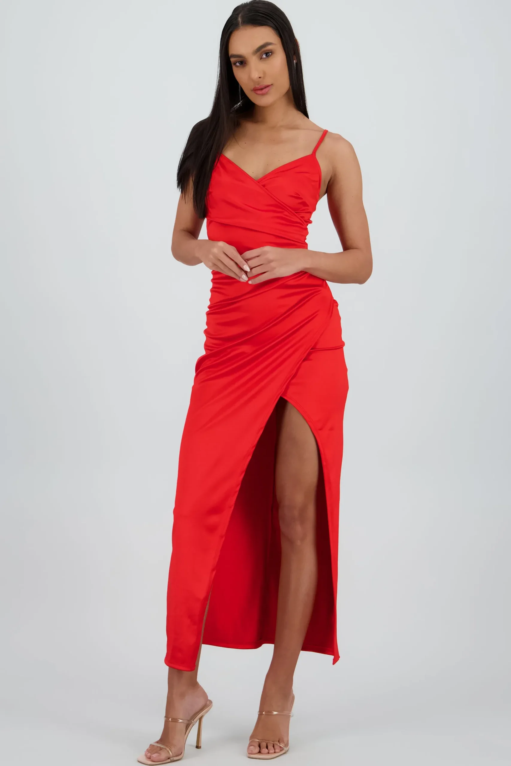 Shasa Maxi Satin Wrap Dress
