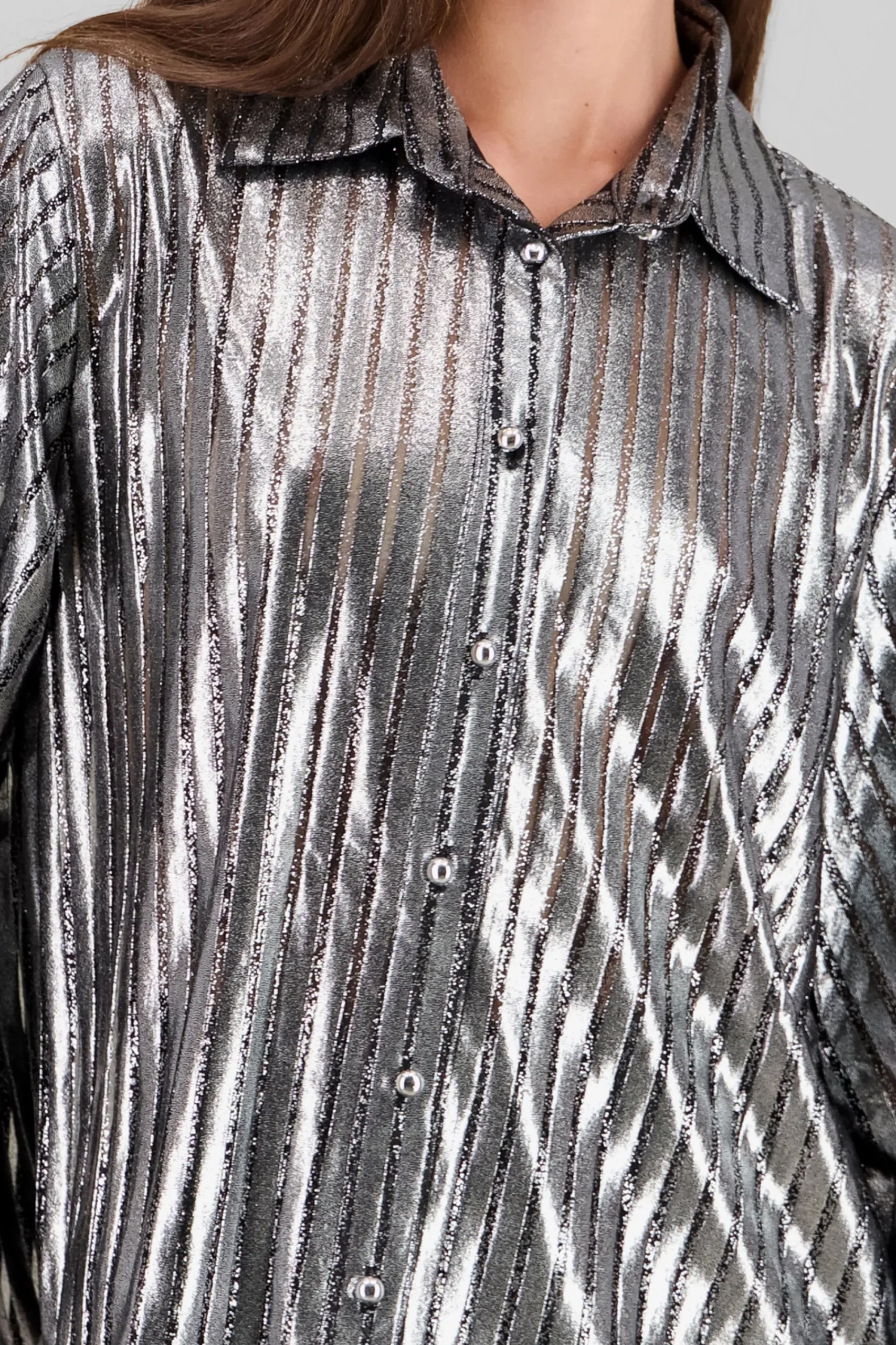 Shasa Metallic Striped Long Sleeve Shirt