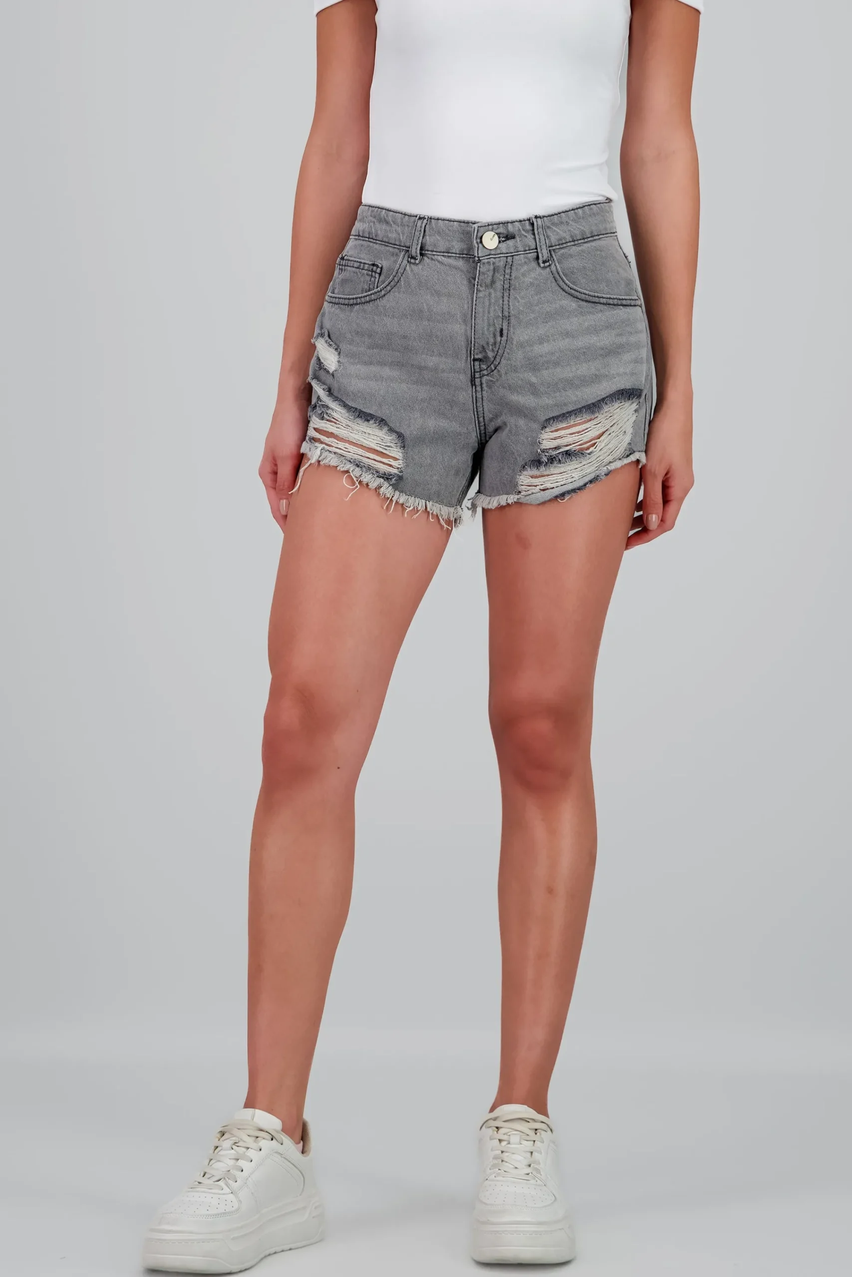 Shasa Mid Rise Distressed Shorts