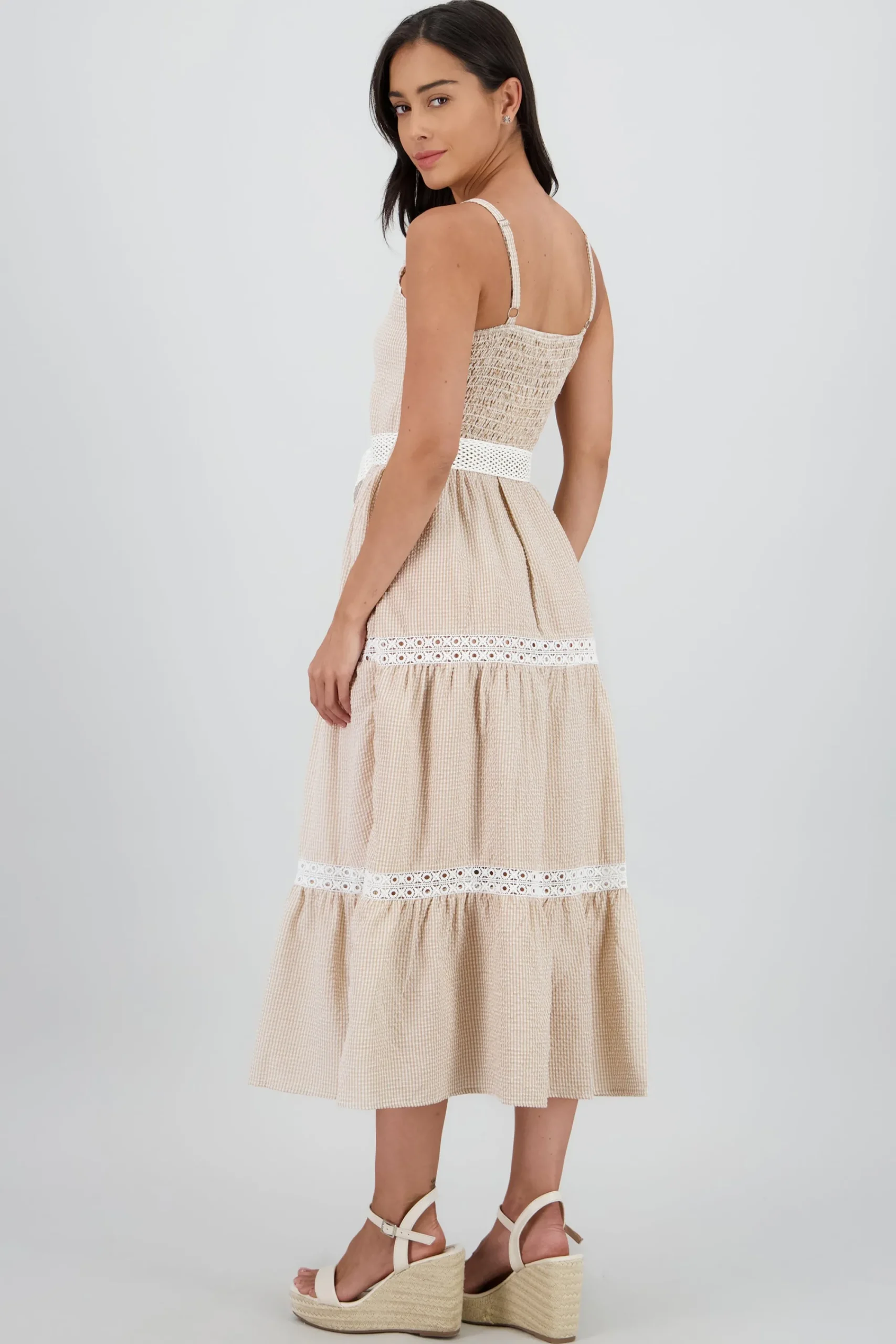 Shasa Midi Dress with Ruffles and Belt Detail