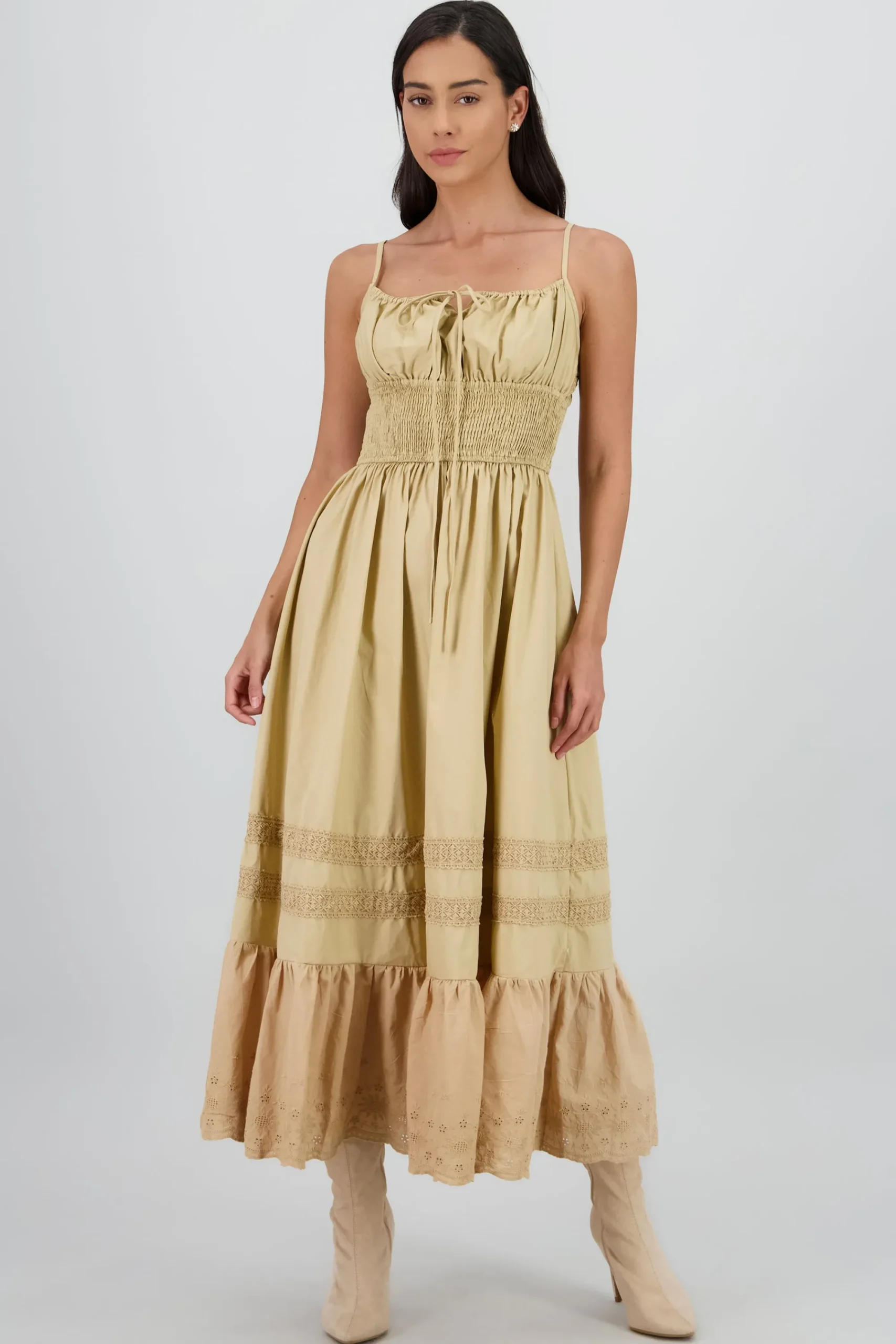 Shasa Midi Dress with Smocked Detail