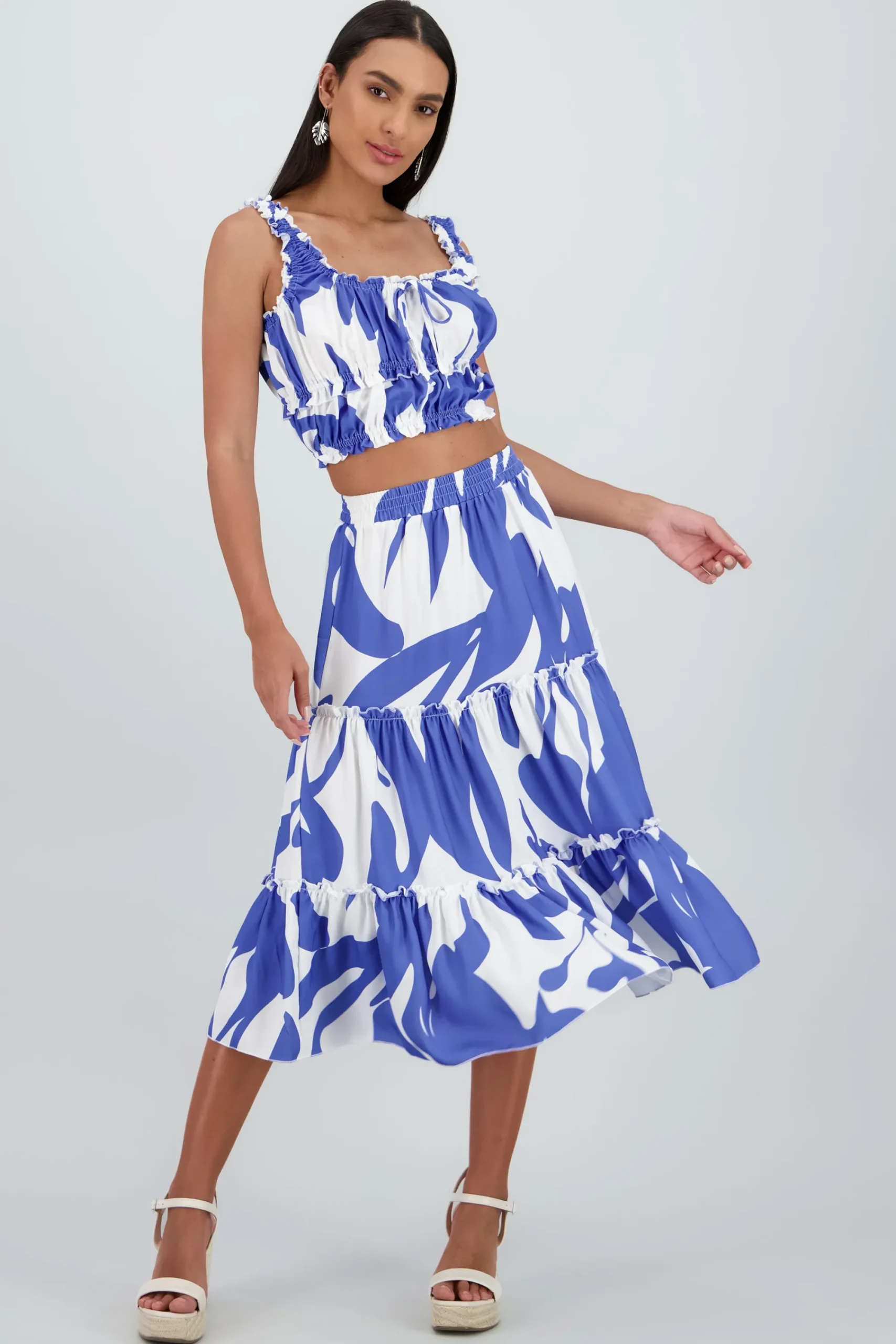 Shasa Midi ruffled skirt with waistband