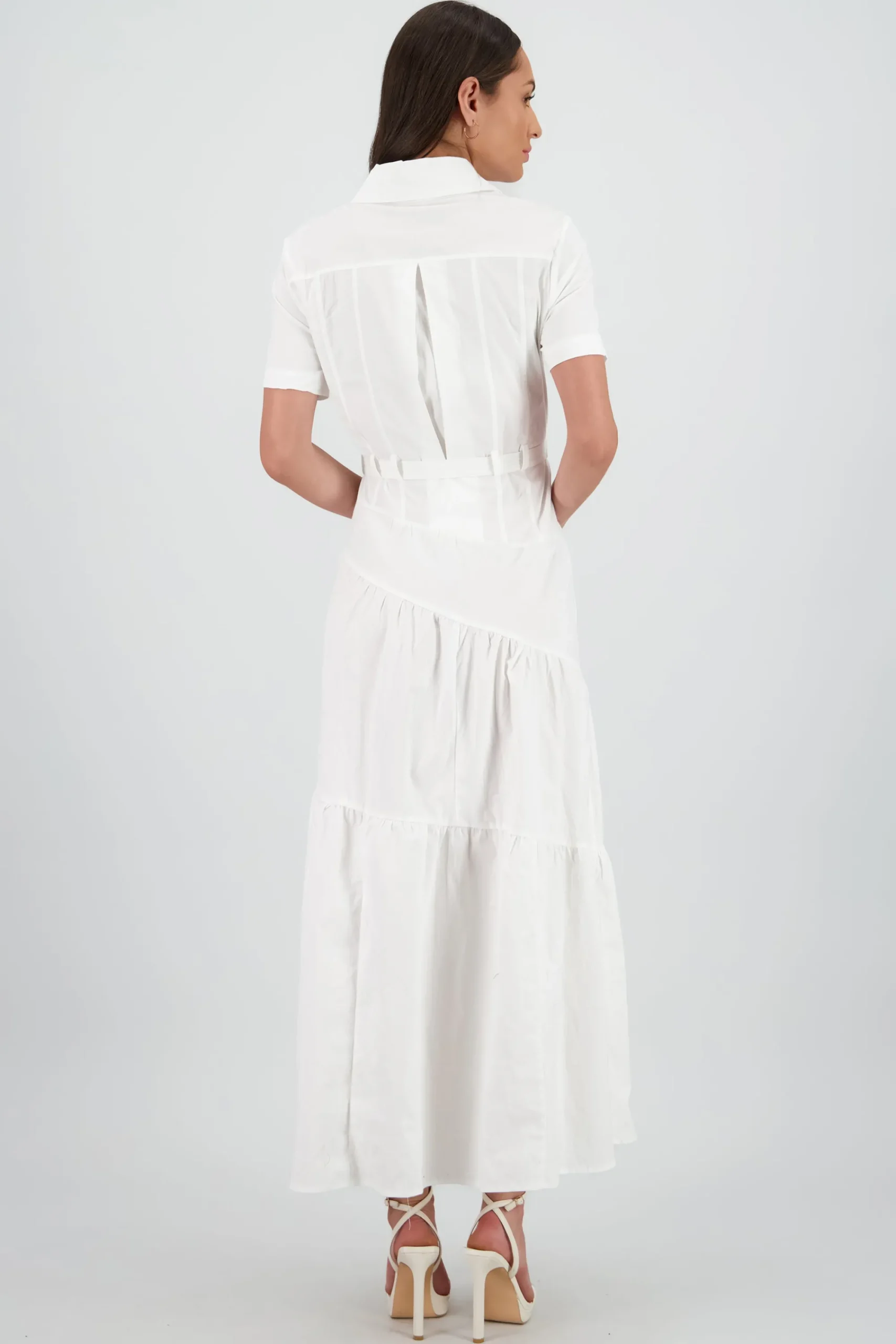 Shasa Midi Shirt Dress with Short Sleeves