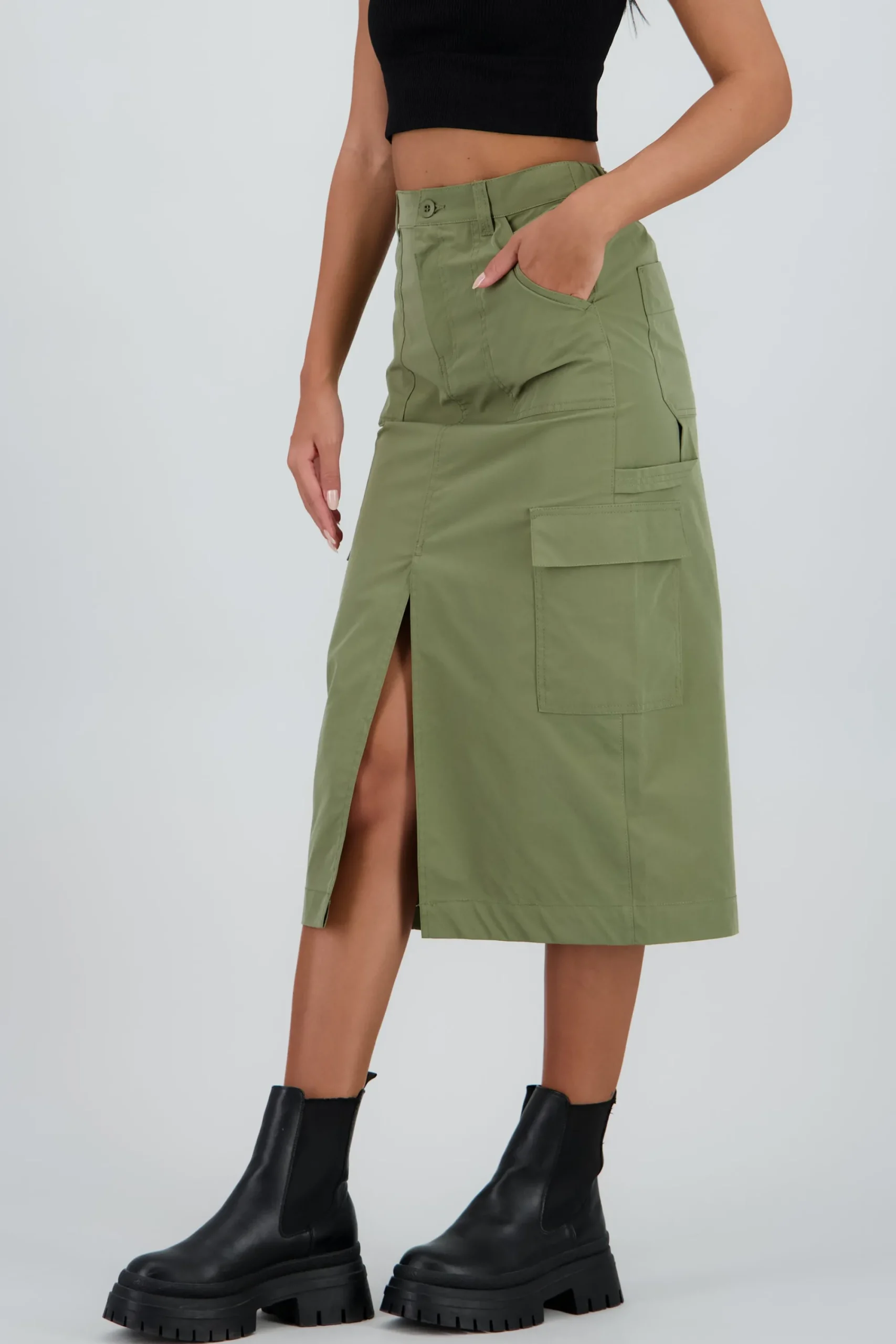 Shasa Midi Skirt with Waistband Detail