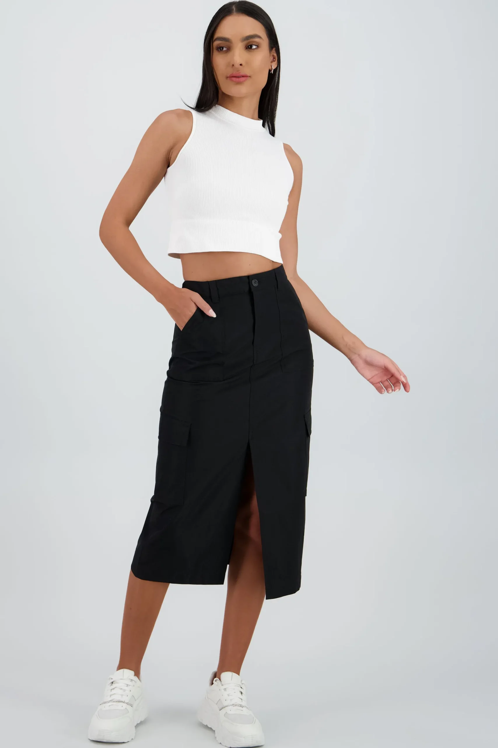 Shasa Midi Skirt with Waistband Detail