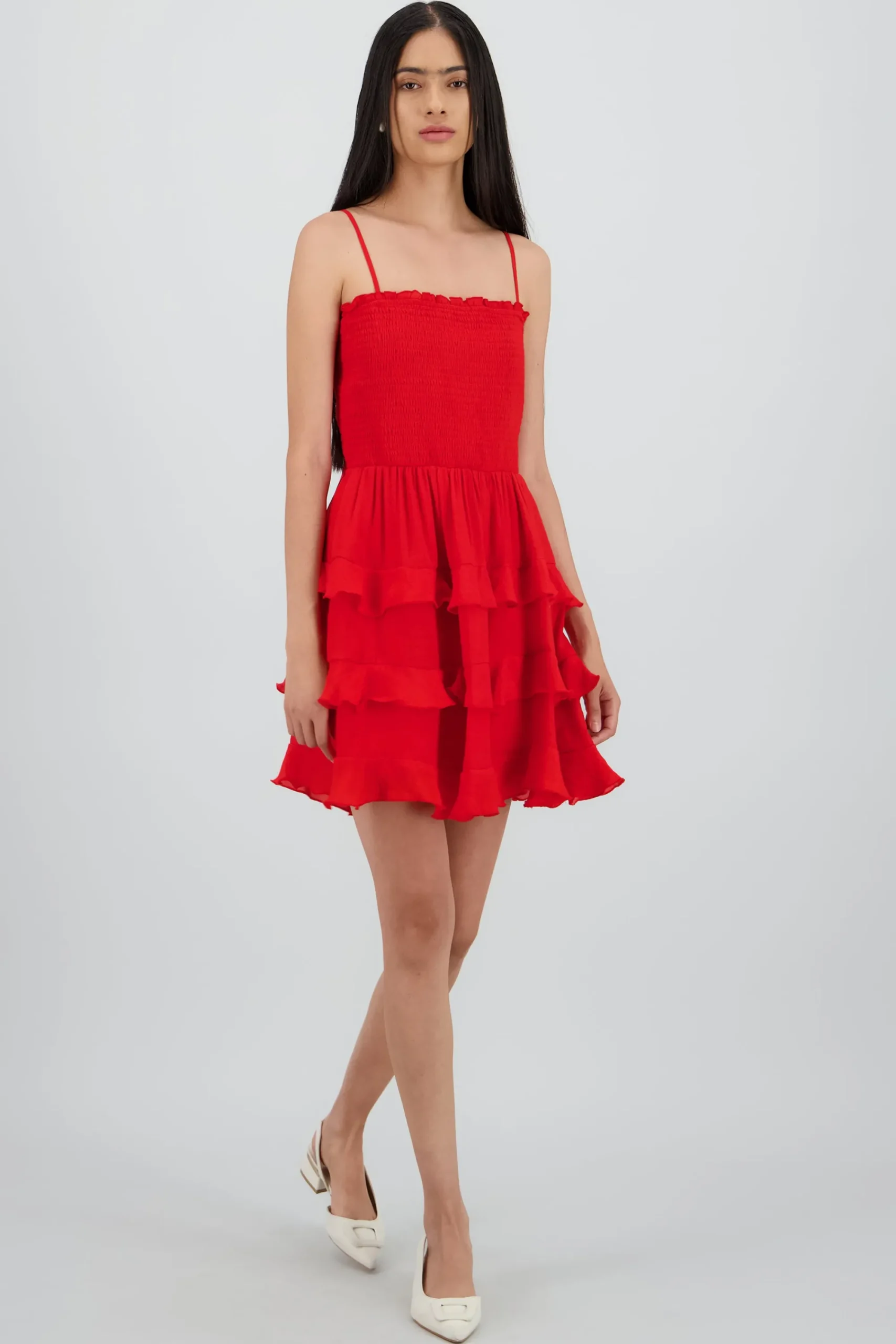 Shasa Mini Dress with Straps and Ruffles