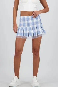 Shasa Mini Plaid Skirt with Buttons