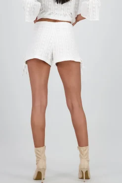 Shasa Mini Shorts with Textured Bow Details